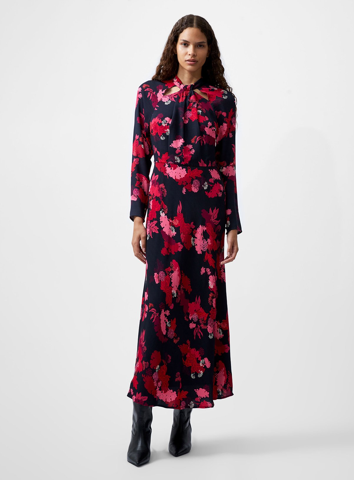 FRENCH CONNECTION Foliage Chiara Tie Knot Neck Dress