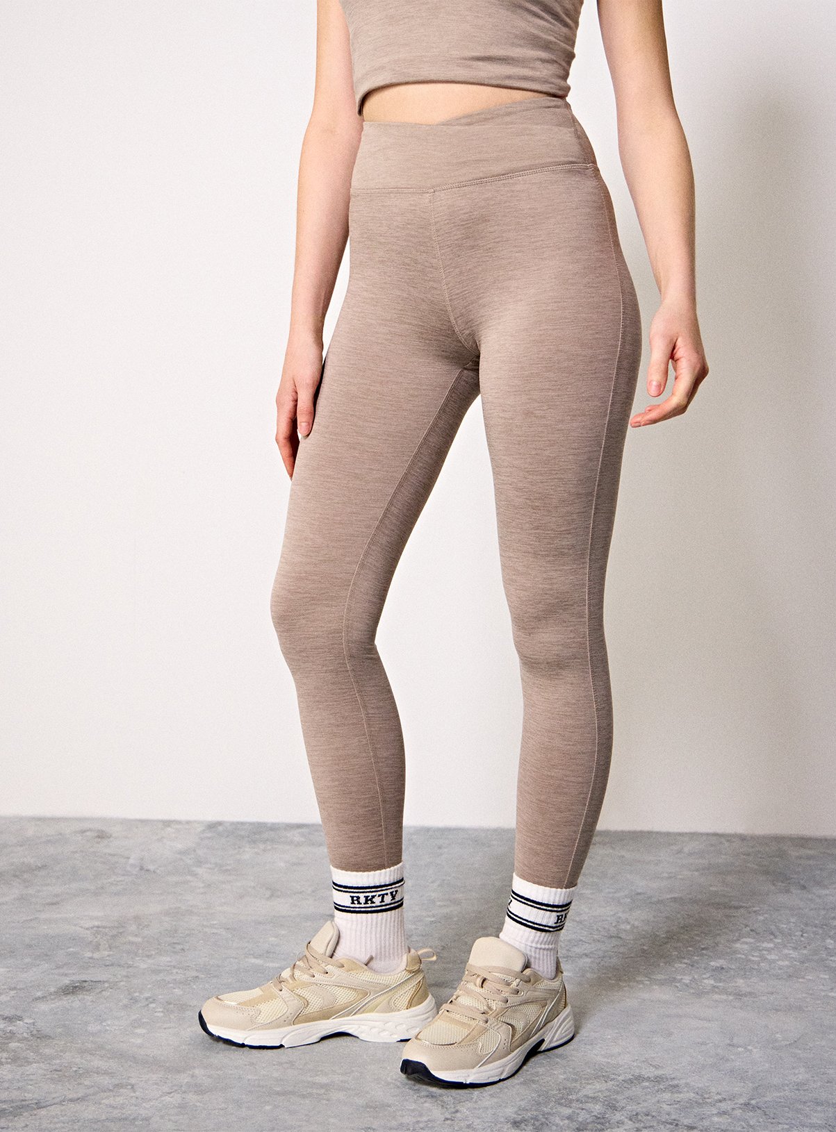 REAKTIV Taupe Yoga Soft Touch Wrap Waist Legging 