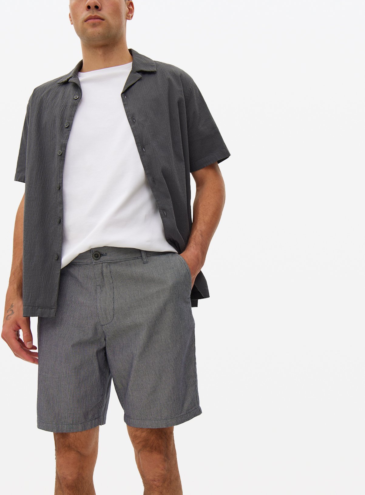 Blue Striped Chino Shorts  