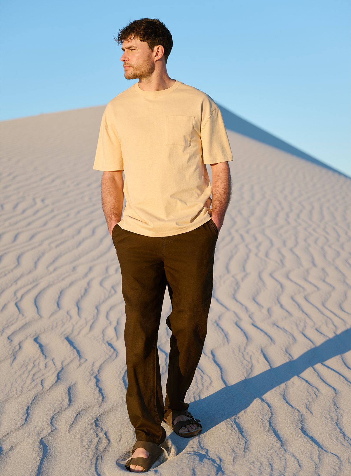 Linen Blend Straight Leg Trousers 