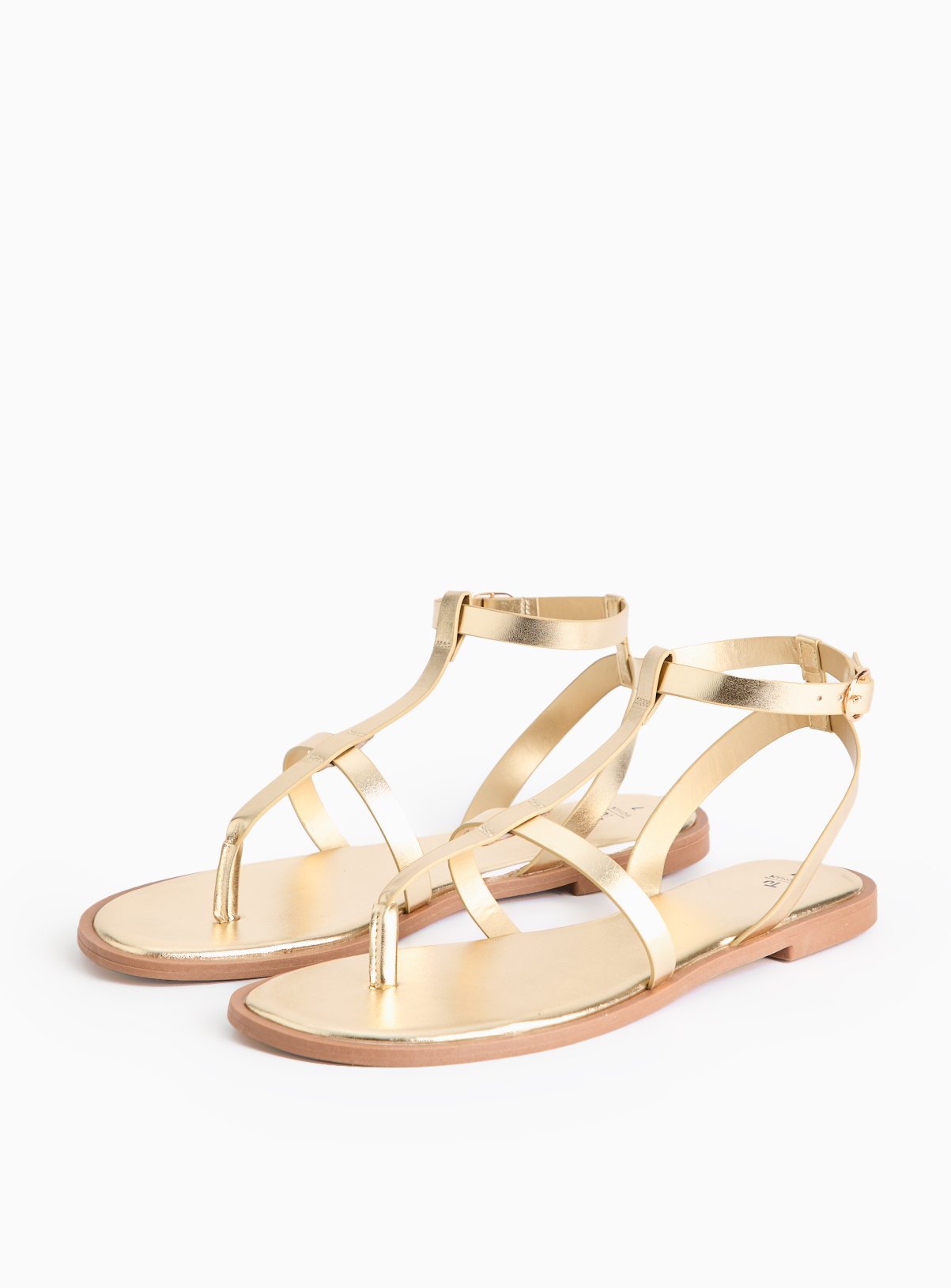 Metallic Gold Strappy Sandals 