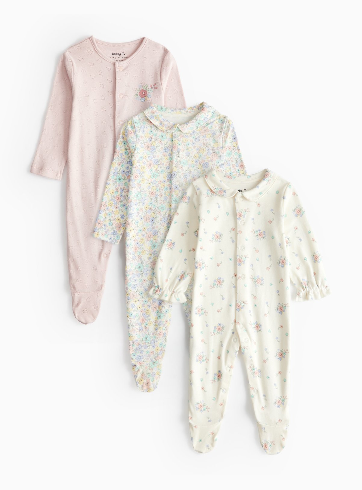 Floral Printed Frill Sleepsuit 3 Pack 