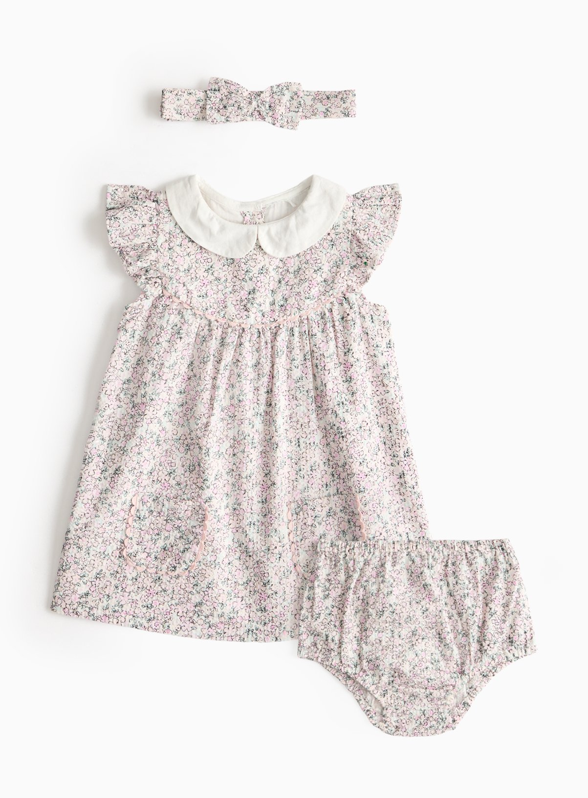 Pink Floral Summer Dress Set 