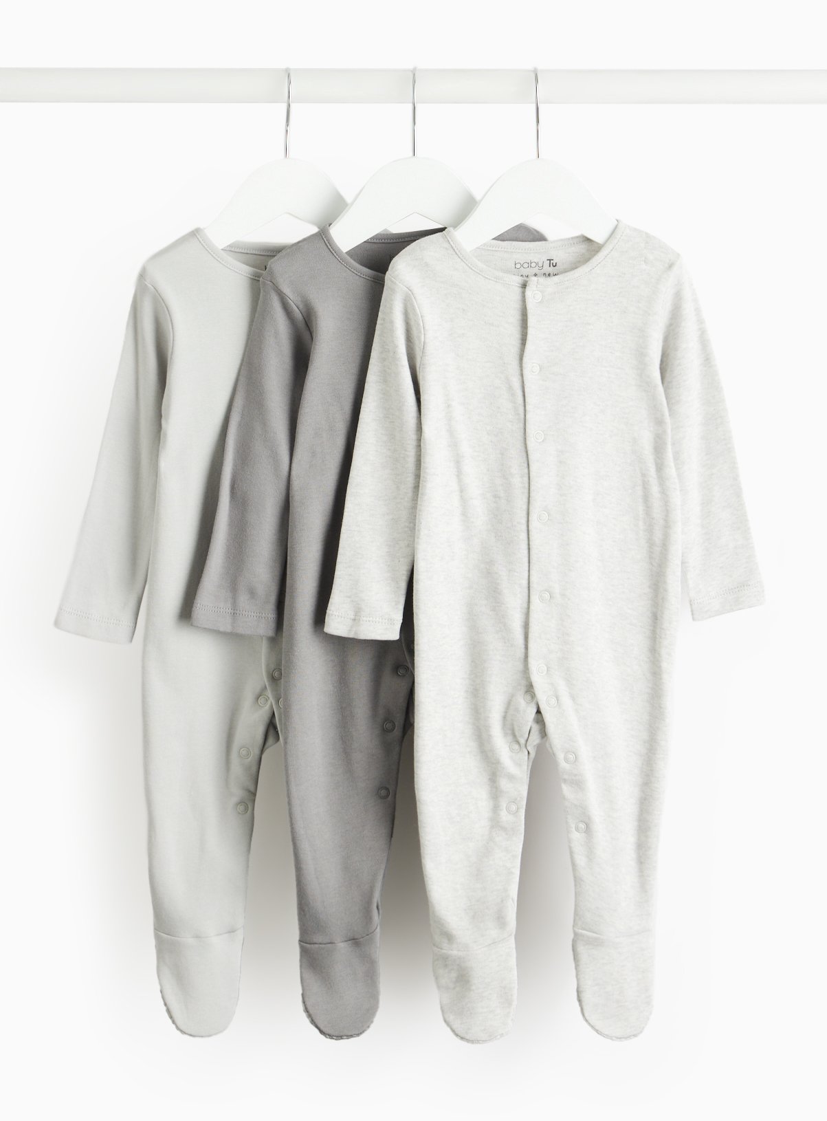 Grey Tonal Sleepsuit 3 Pack 