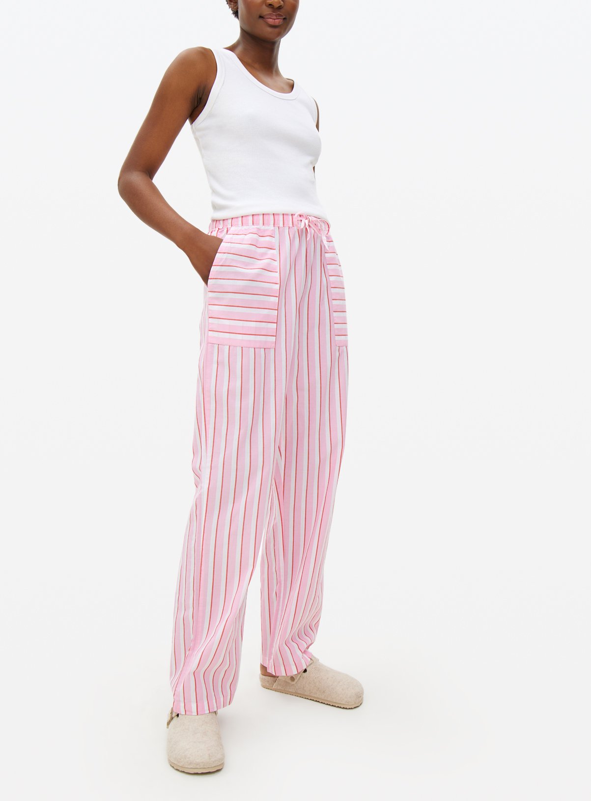 Pink Contrast Stripe Pyjama Bottoms 