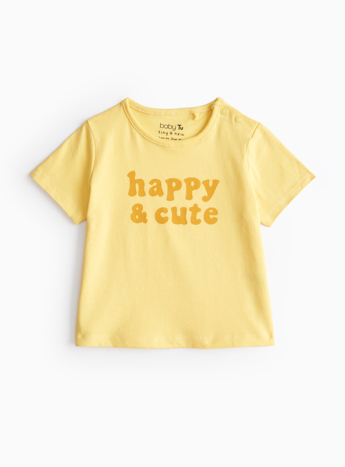 Yellow Happy Slogan T-Shirt