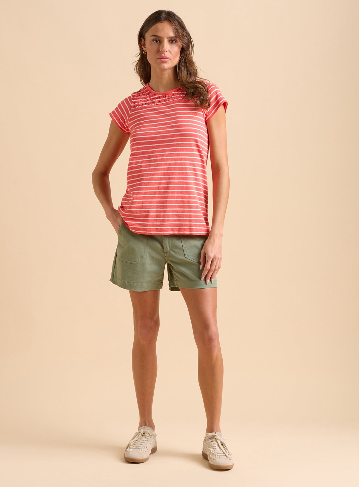 BRAKEBURN Coral Stripe T Shirt 