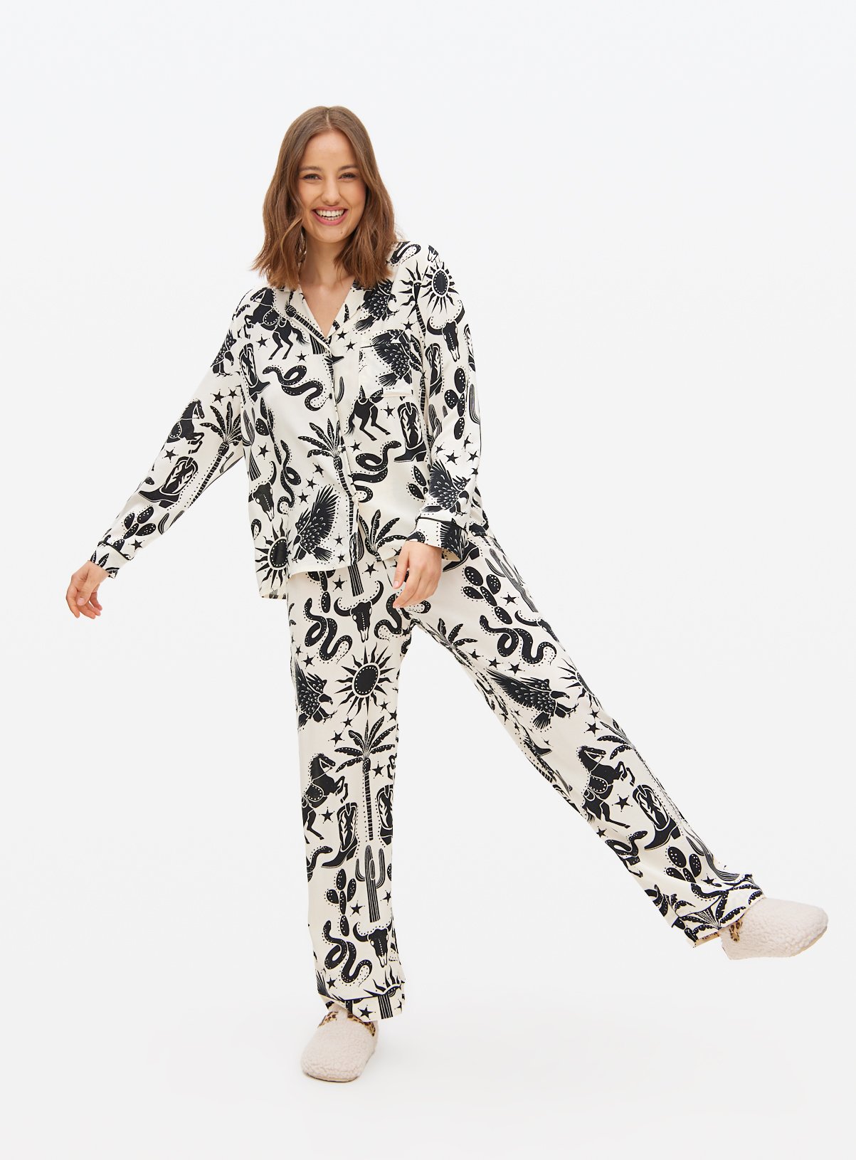 Mono Yee Haw Print Traditional Pyjamas