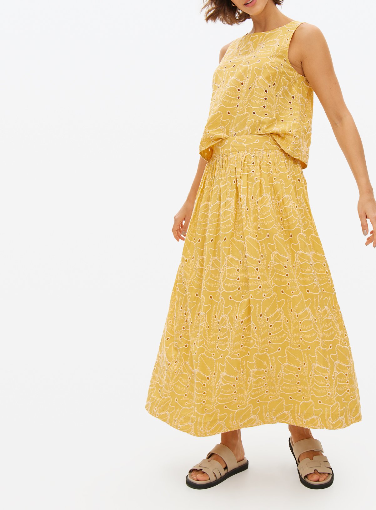 Yellow Broderie Co-ord Maxi Skirt