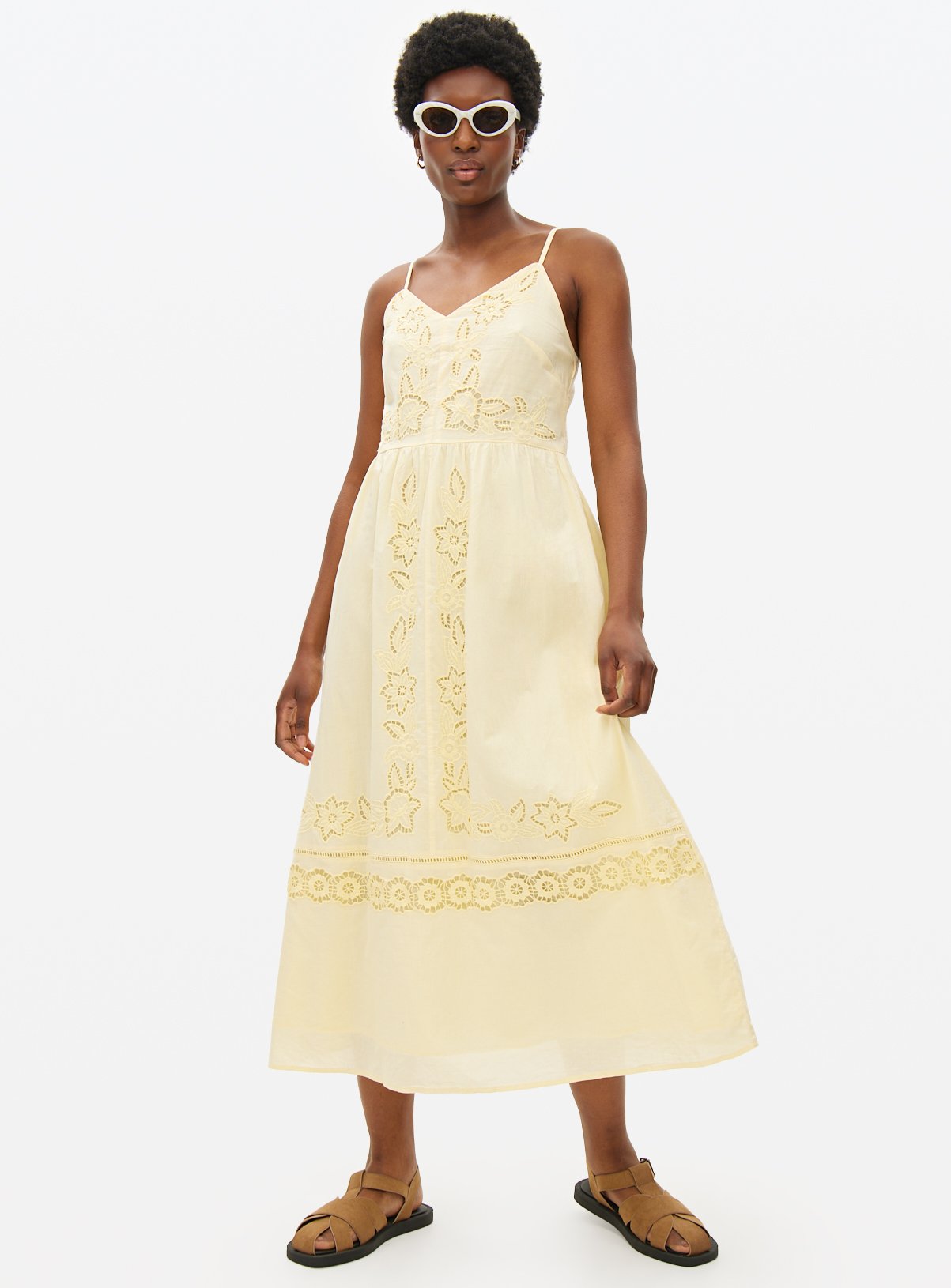 Yellow Cutwork Midaxi Strappy Dress 20