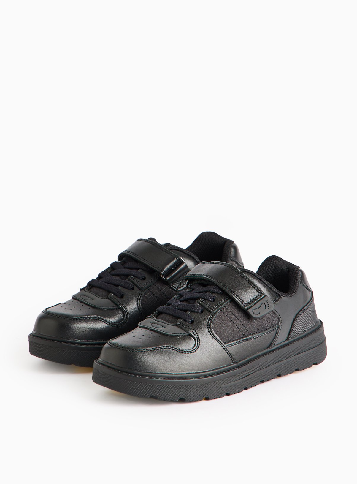 Magic Feet Black Leather Cupsole School Shoes 