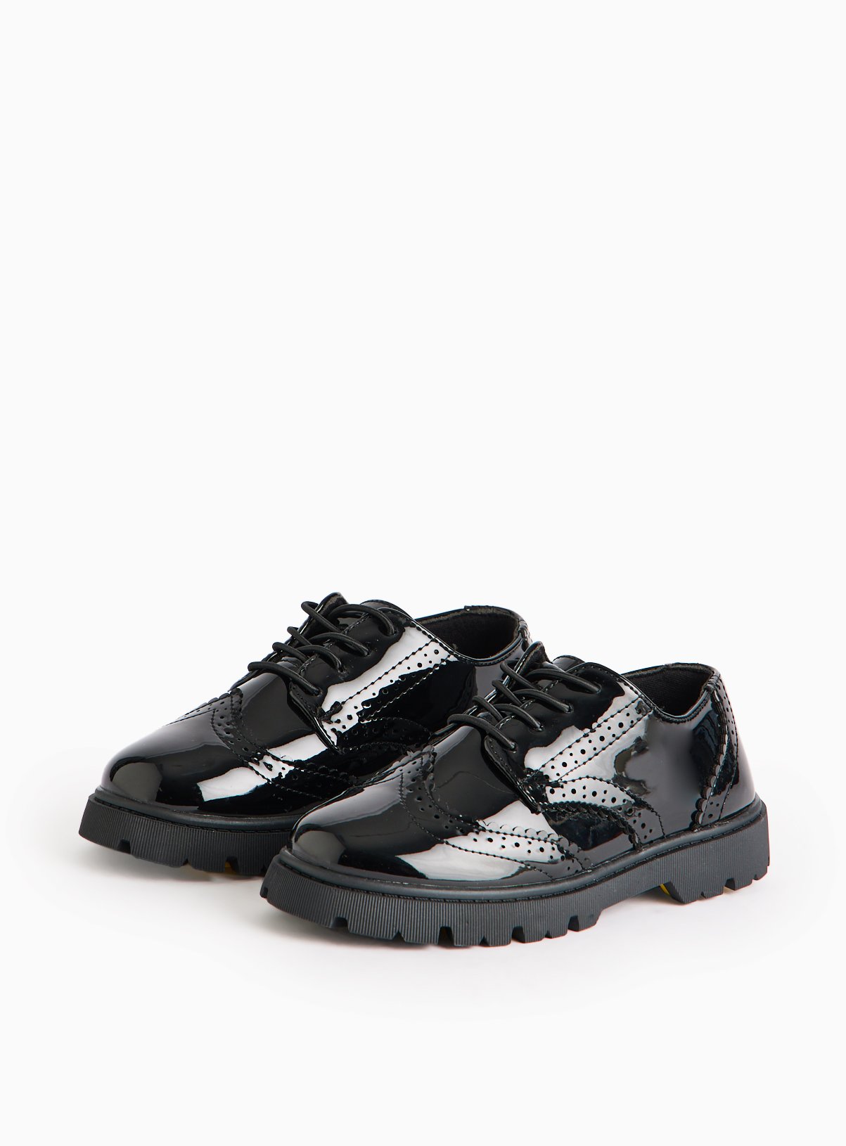 Magic Feet Patent Black Brogue Shoes 13 Infant