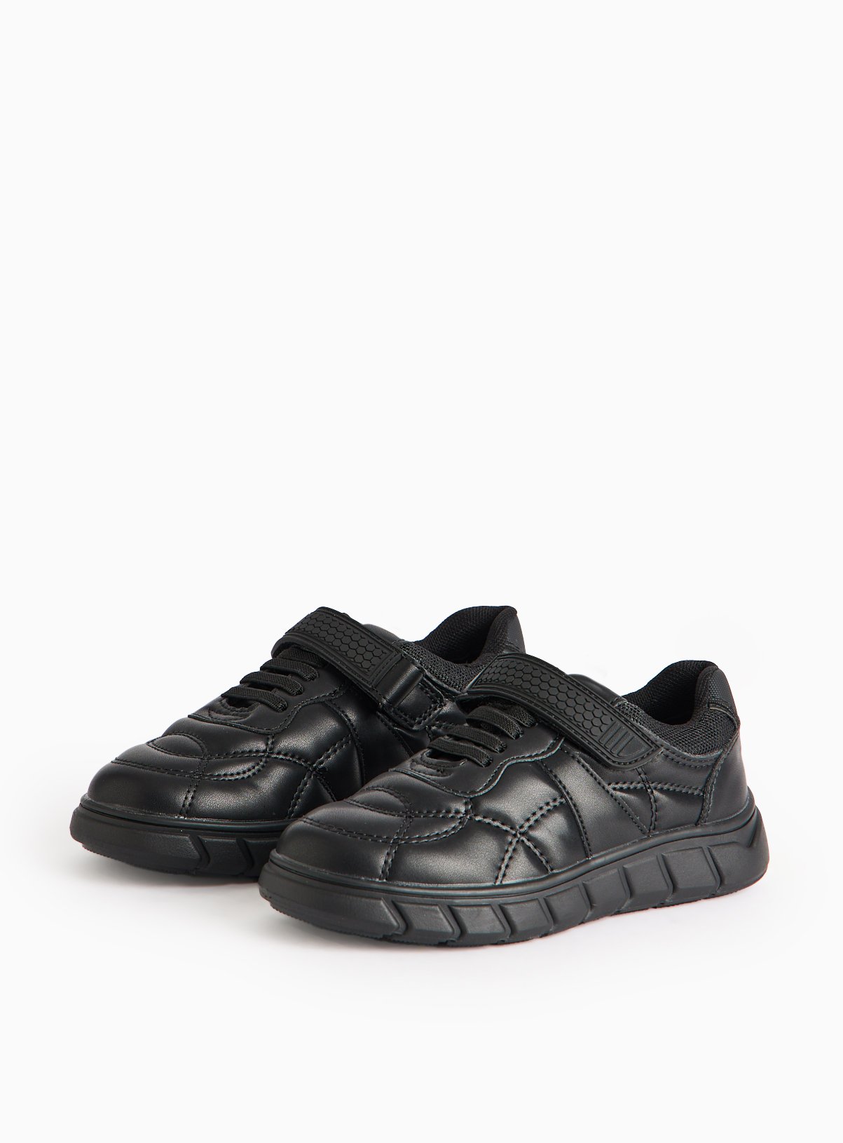 Black Quilted Faux Leather Trainers 
