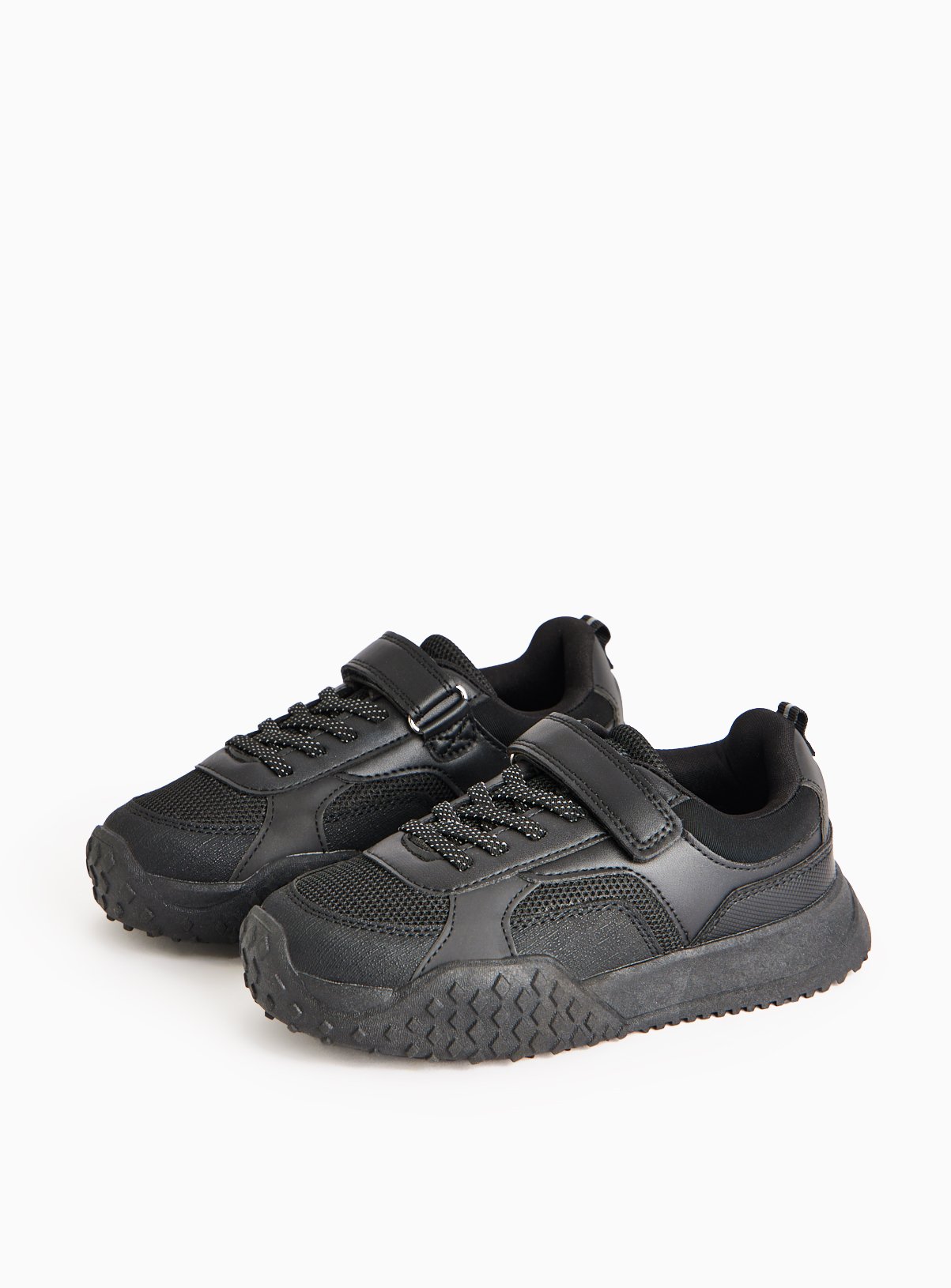 Faux Leather Panel Retro Style Trainers 