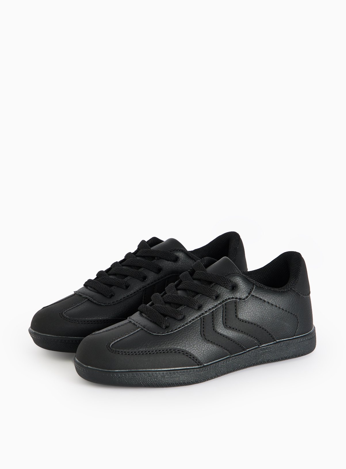 Black Faux Leather Retro Style Trainers 2