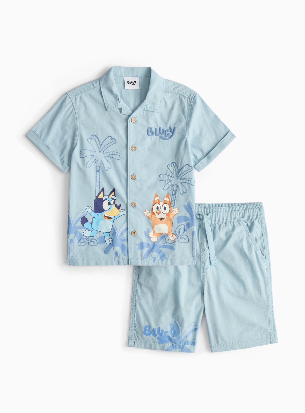 Bluey Print Woven Shirt & Shorts Set 