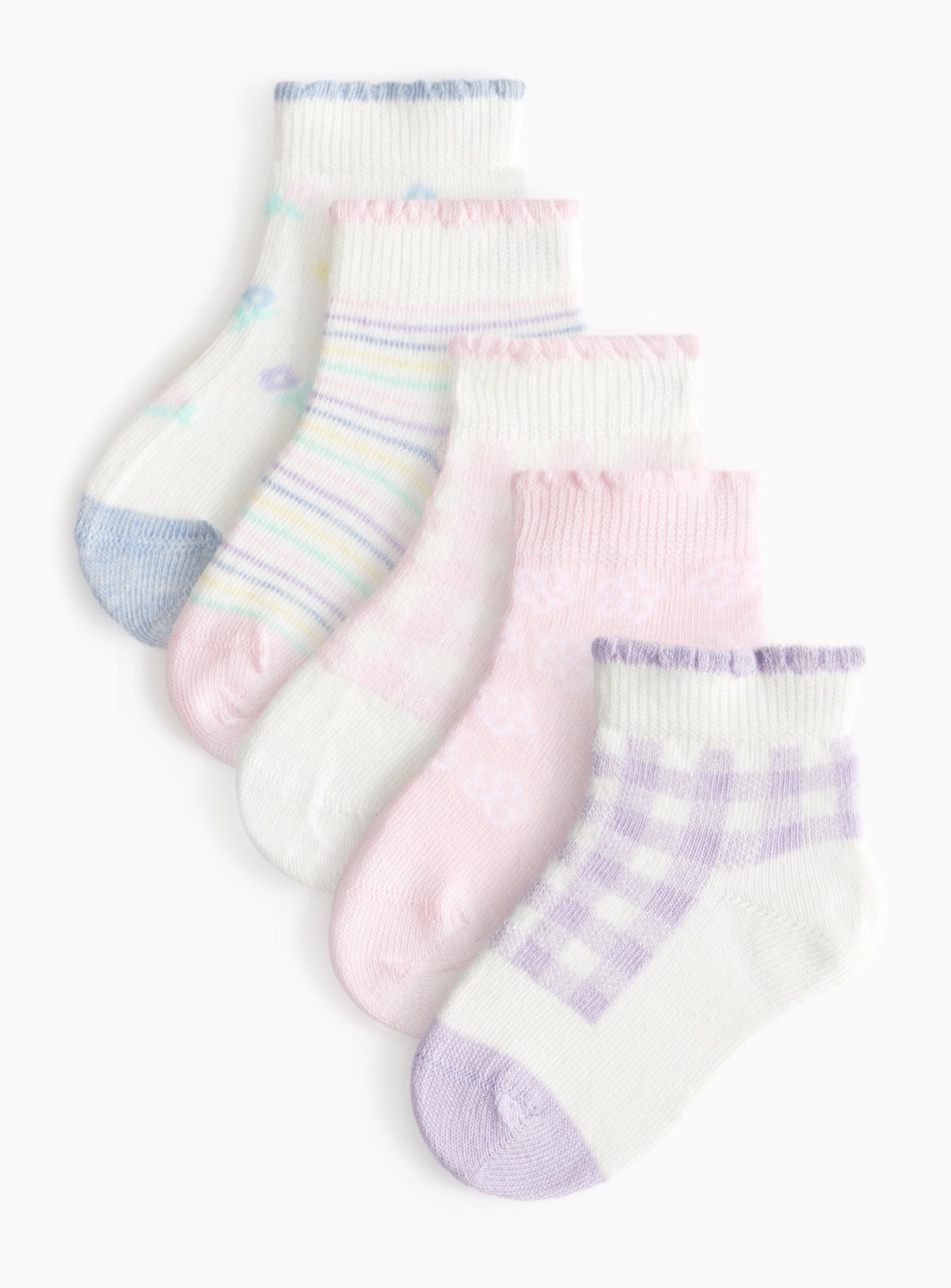 Pastel Print Ankle Socks 5 Pack