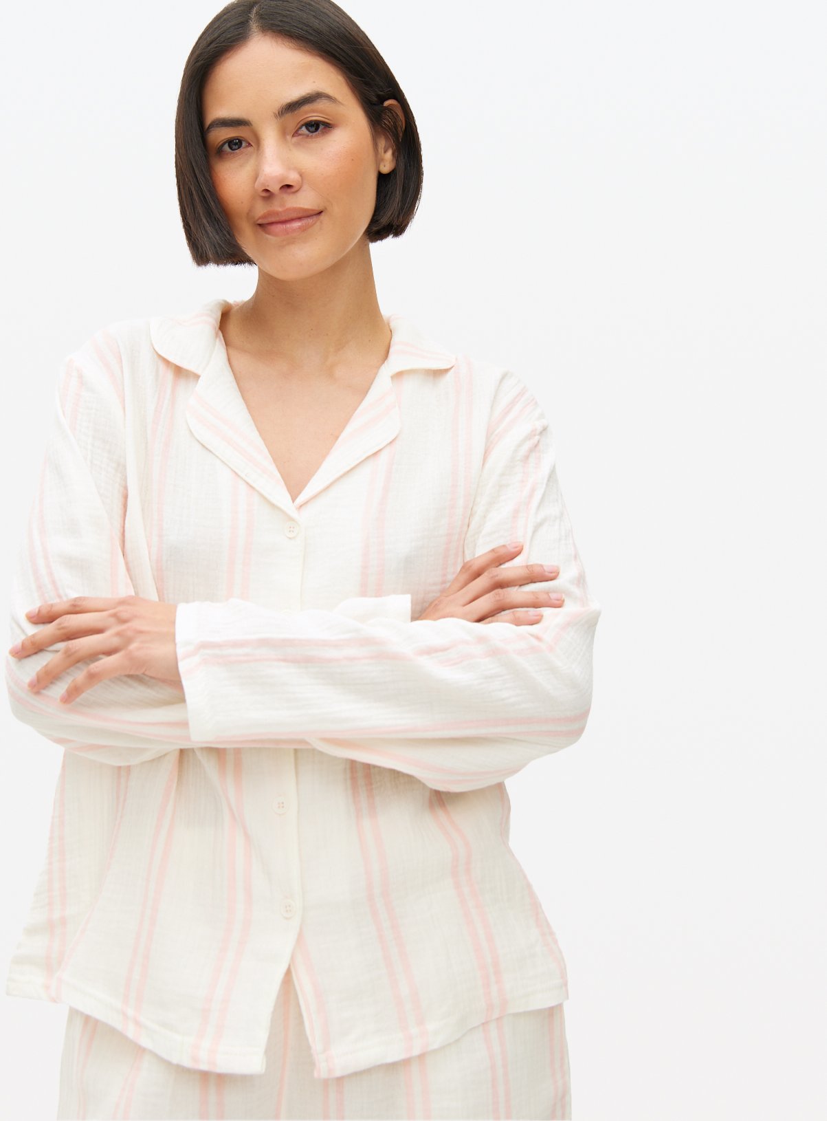 Pink Stripe Double Cloth Pyjama Top 