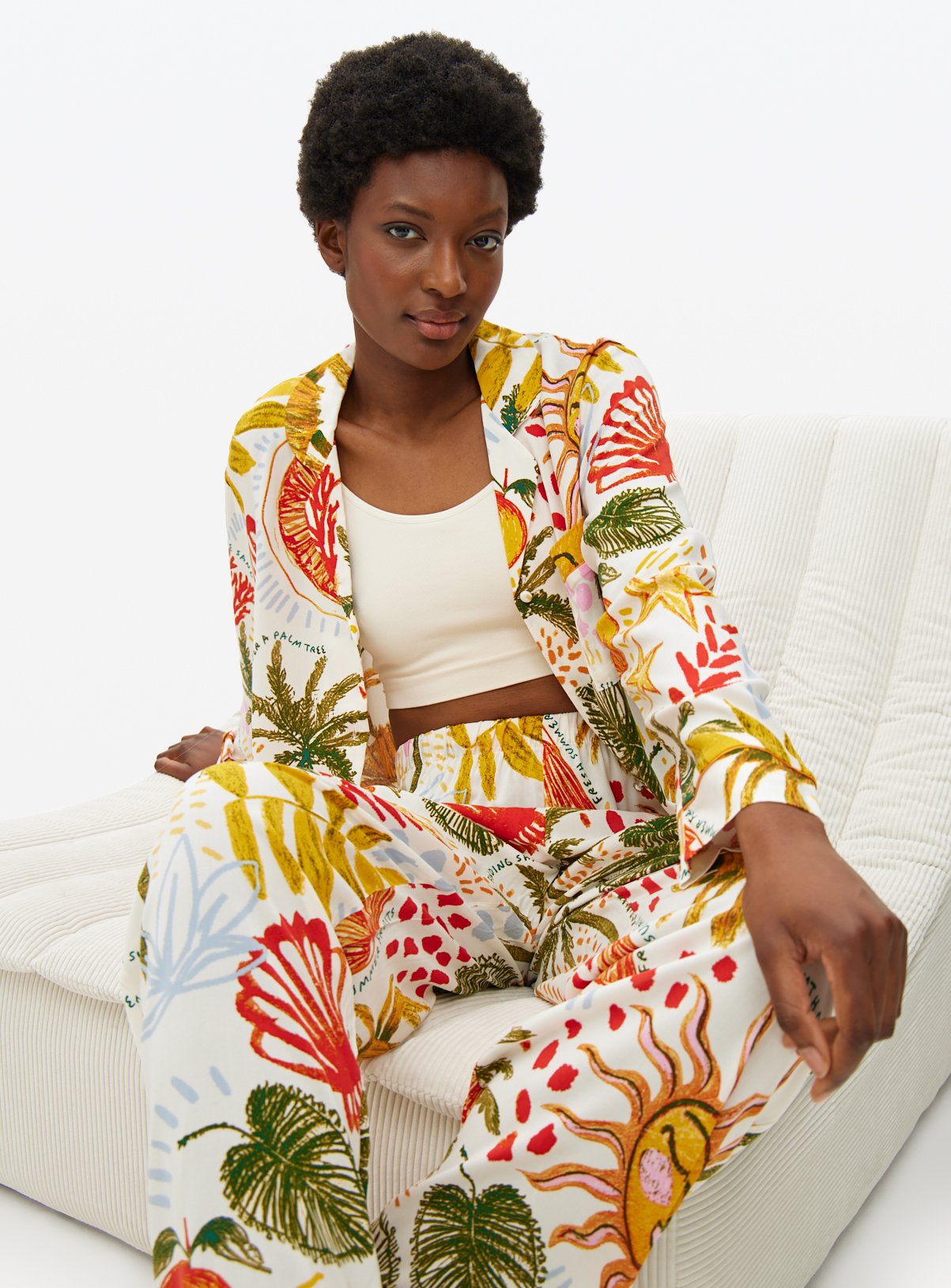 Buy Cream El Sol Sun Print Traditional Pyjamas L Pyjamas Tu