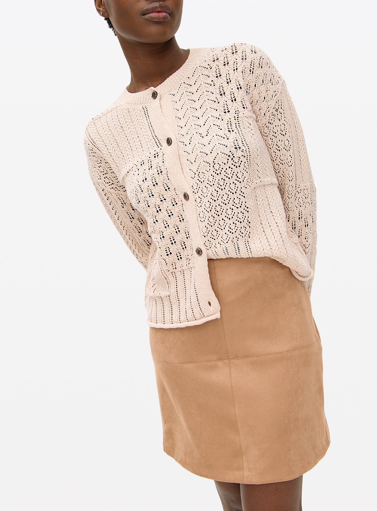 Light Brown Suede Effect Mini Skirt 