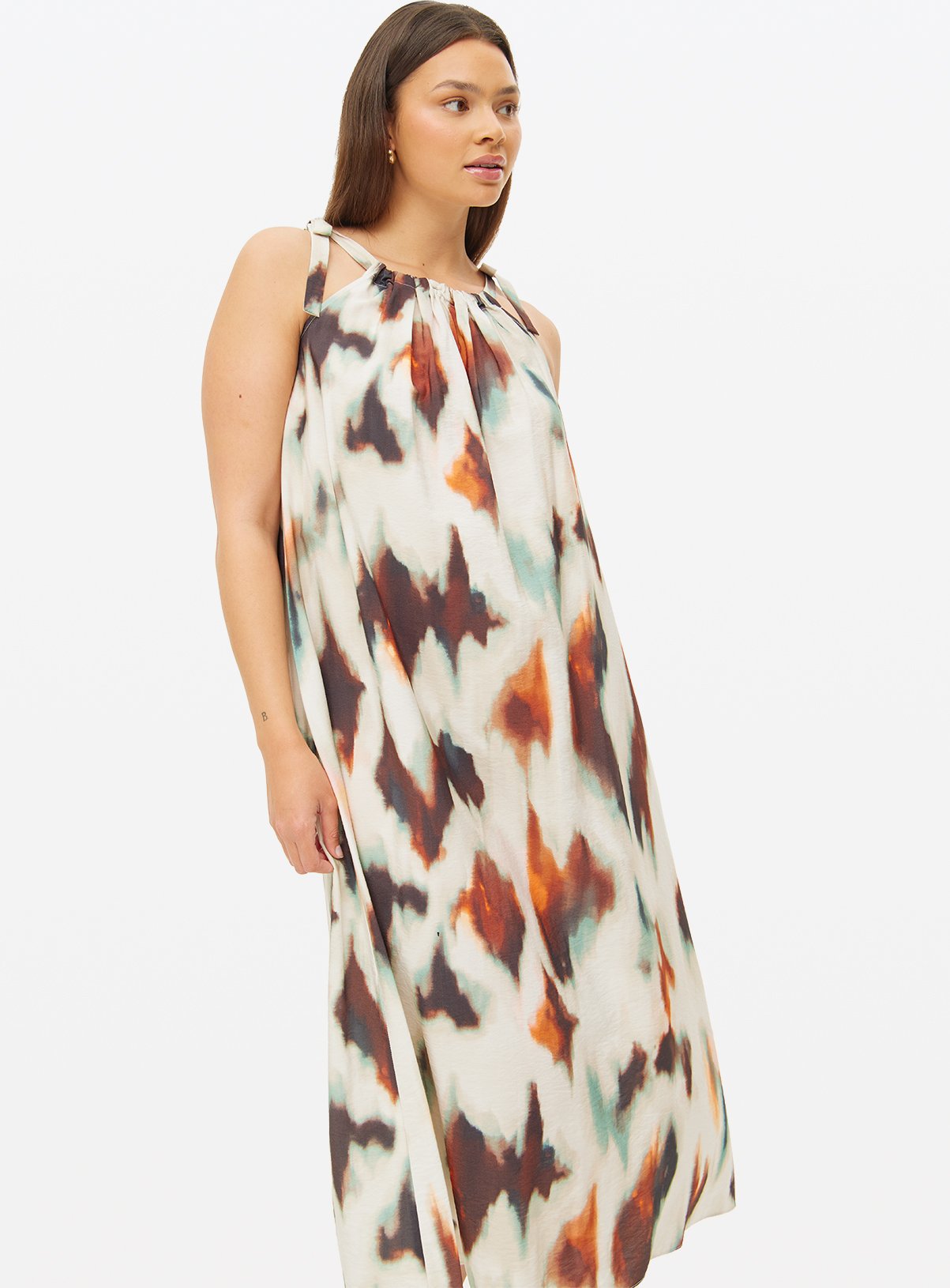 Multi Blurred Print Strappy Dress 