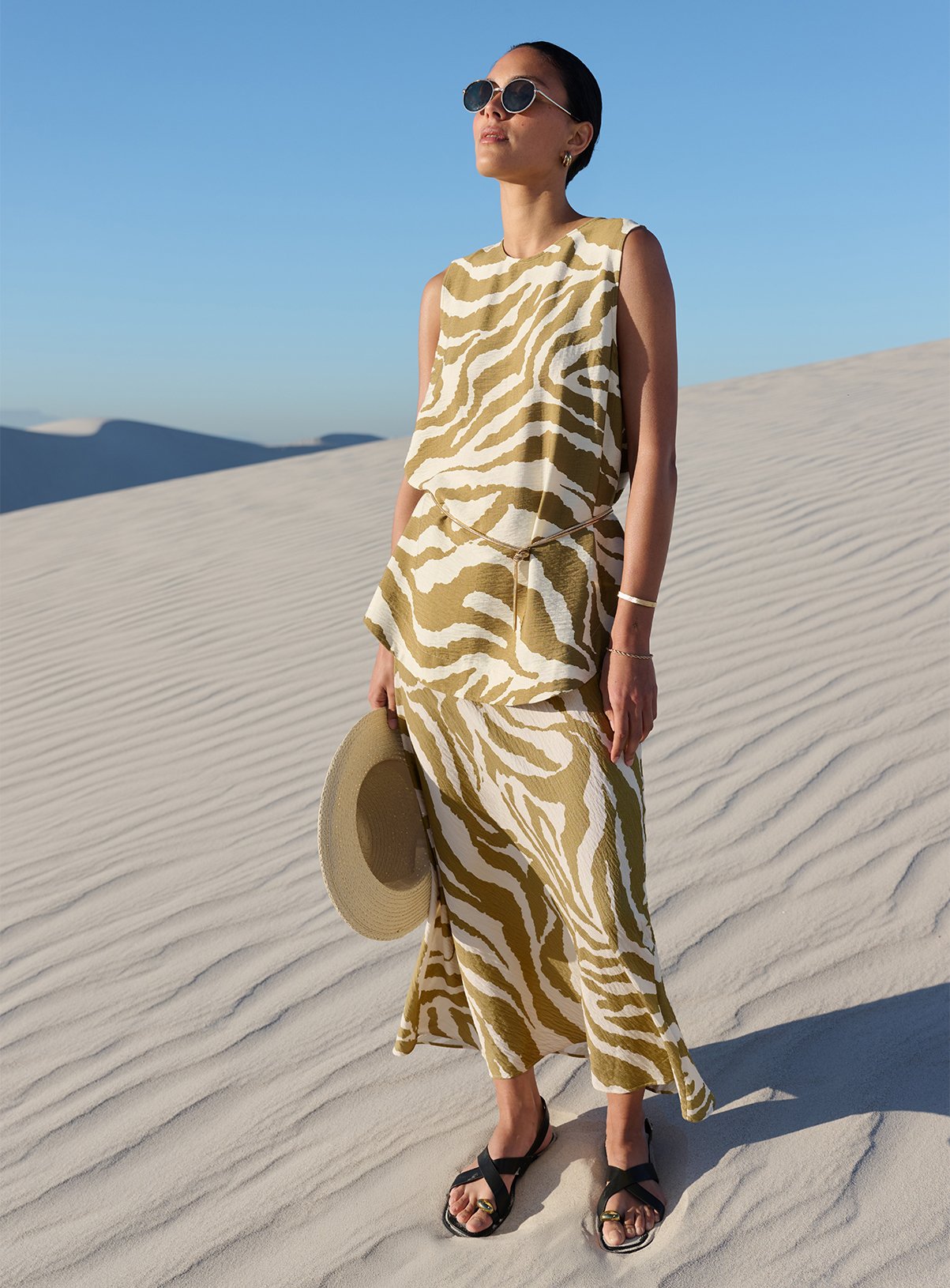 Green Zebra Print Midaxi Co-ord skirt