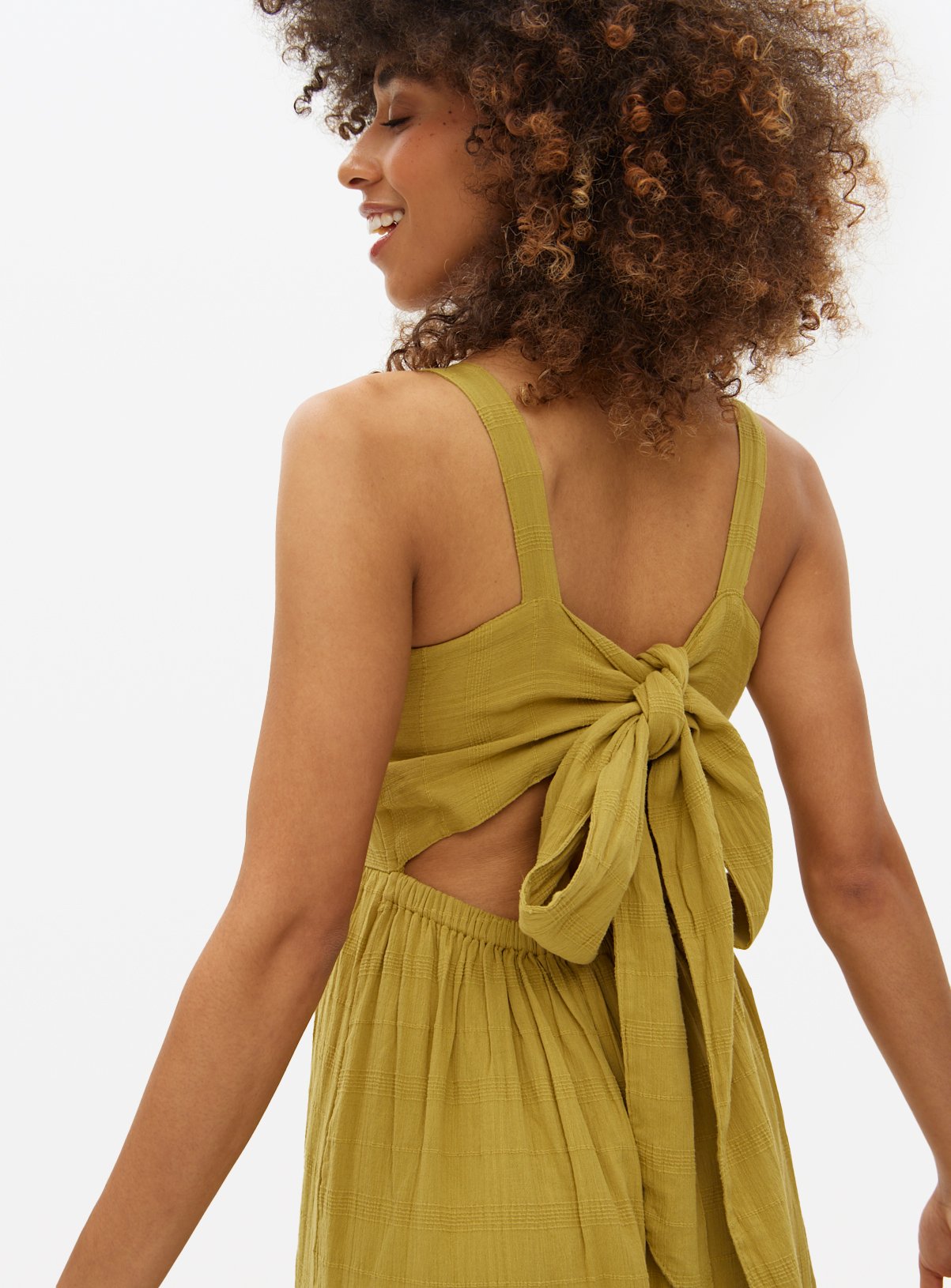 Khaki Embroidered Bow Detail Midaxi Dress