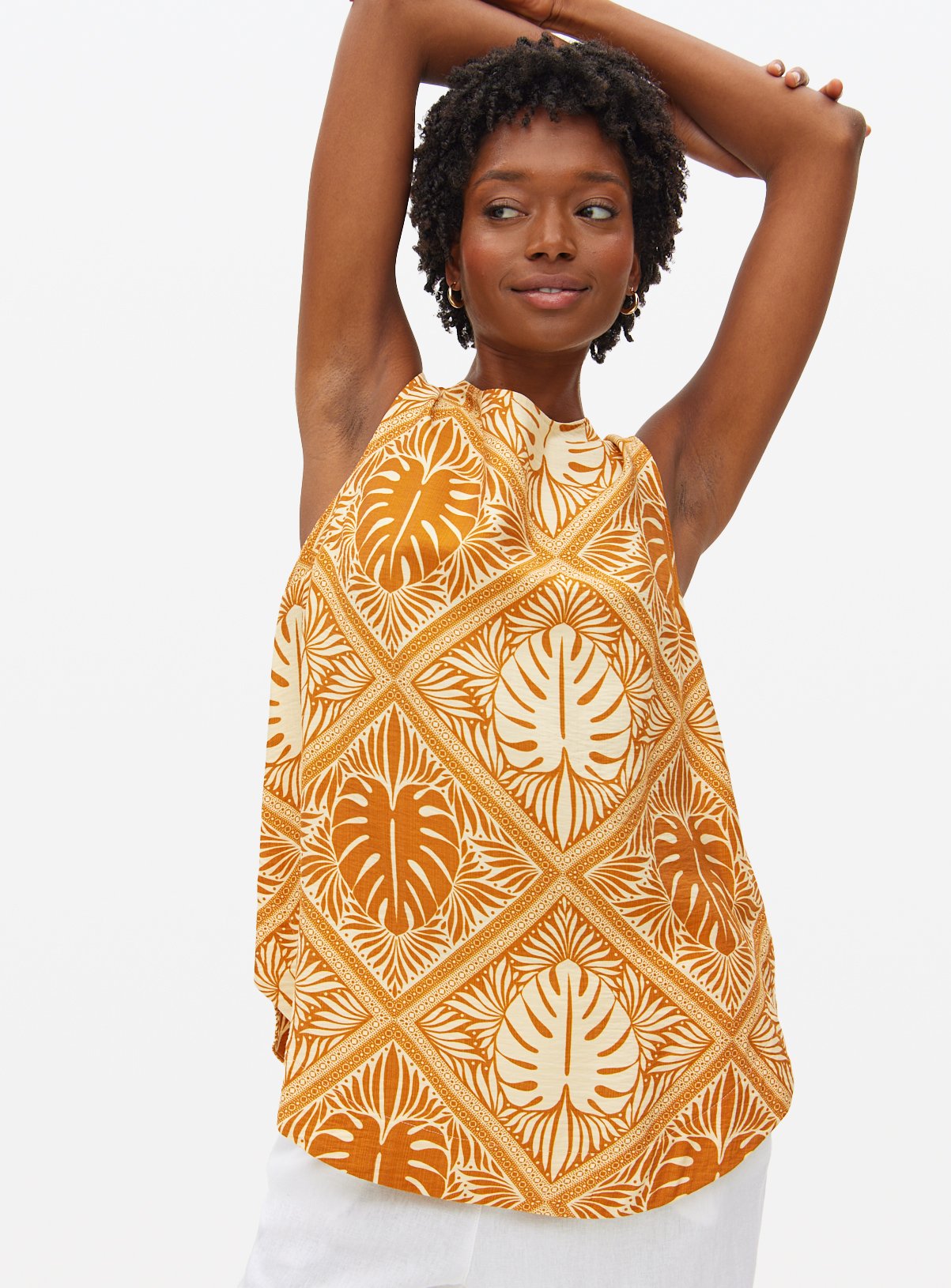 Orange Tile Print Sleeveless Co-ord Shell Top 20