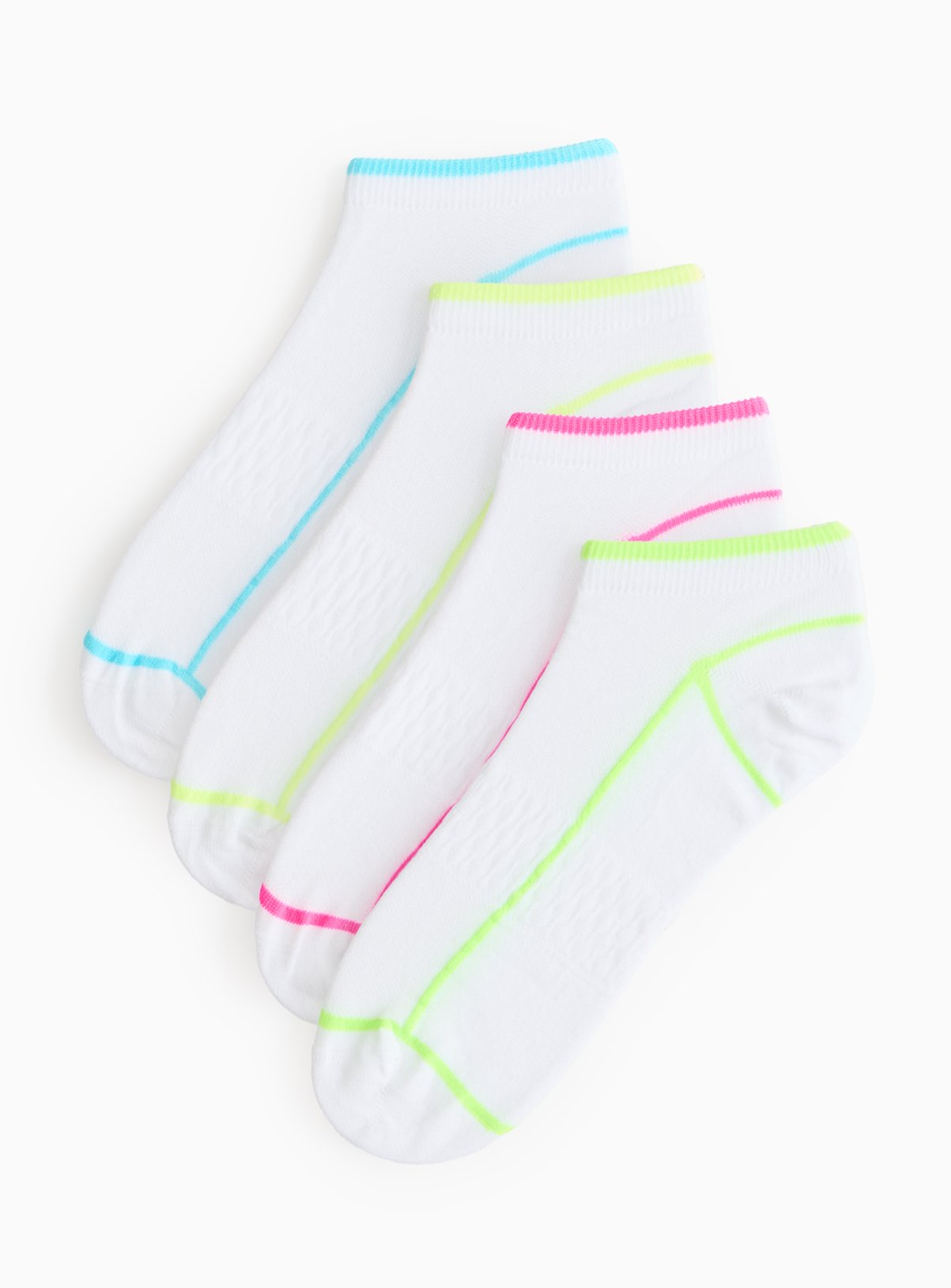 White Neon Tip Microfibre Trainer Socks 4 Pack 4-8