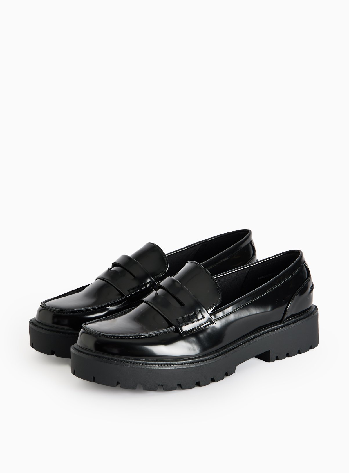 Black Patent Chunky Sole Loafers  