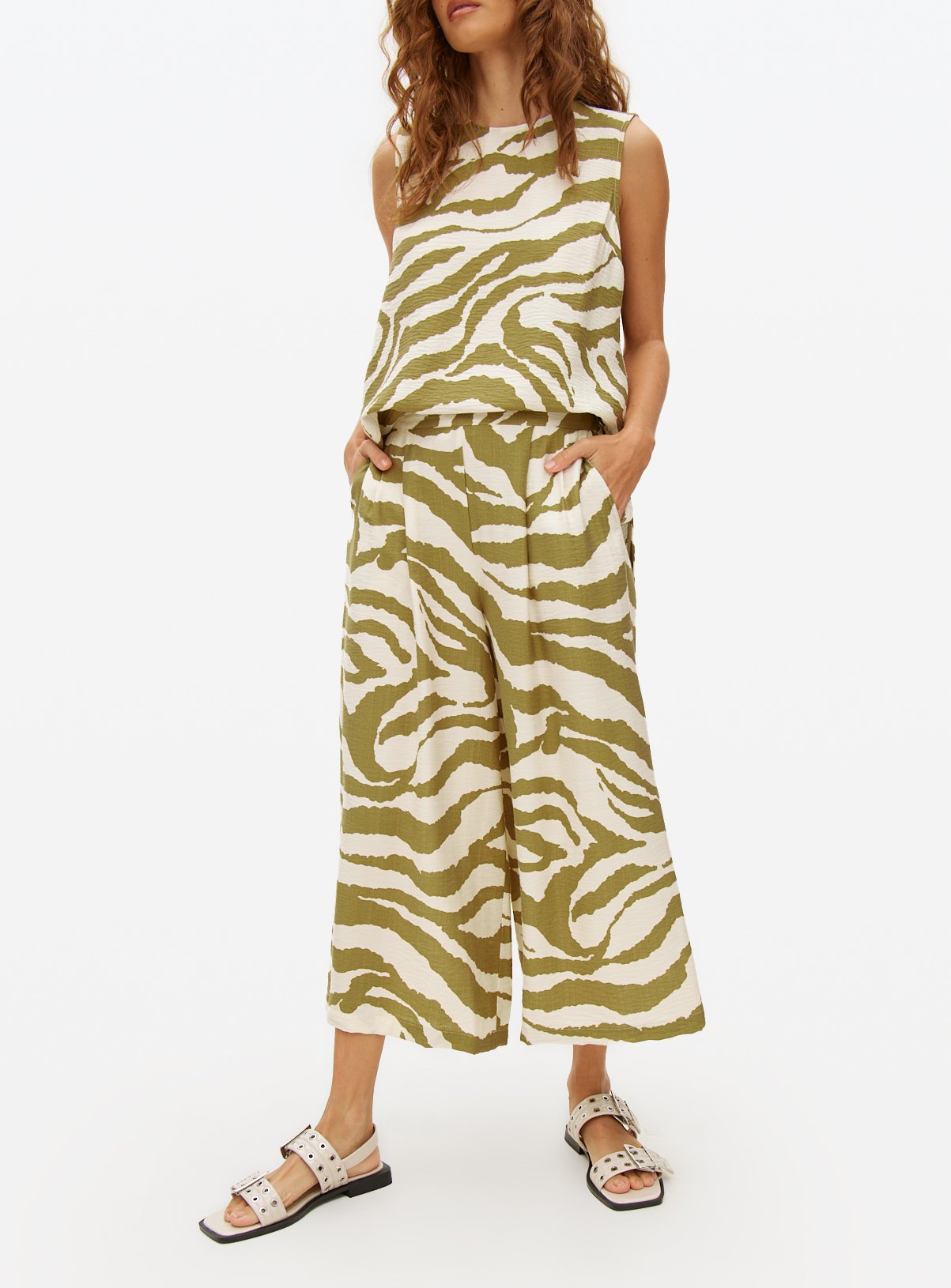 Green Zebra Print Co-ord Culottes 