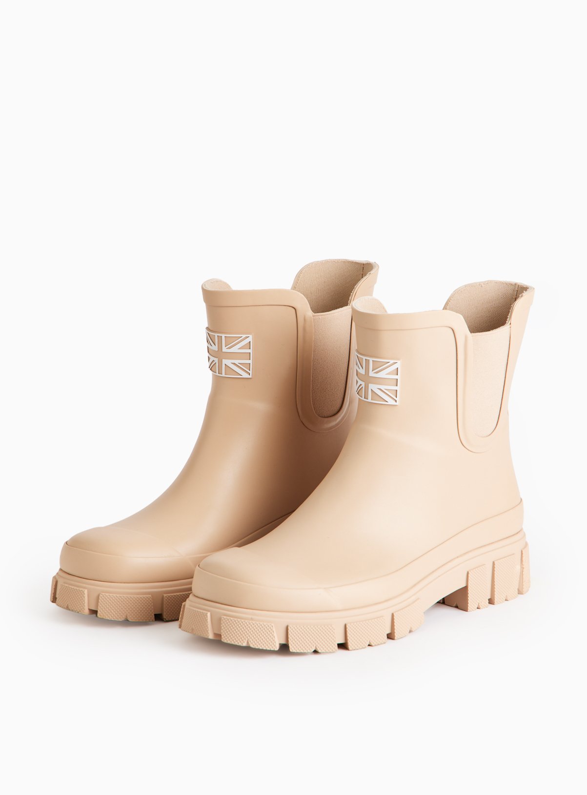 Beige Ankle Length Rubber Wellies 