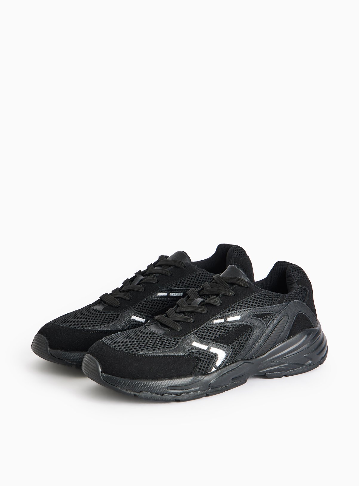 Black Mesh Panel Retro Trainers 