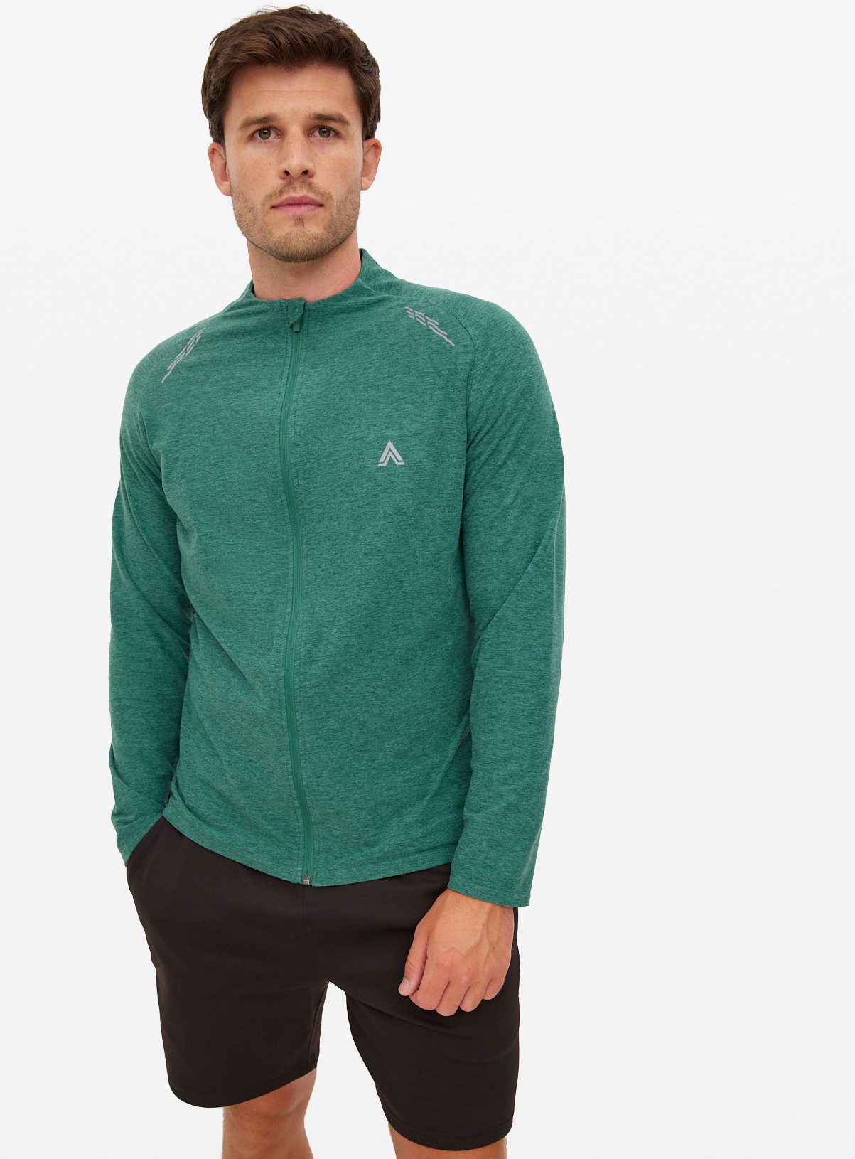 Tu Active Dark Green Zip-Through Top L