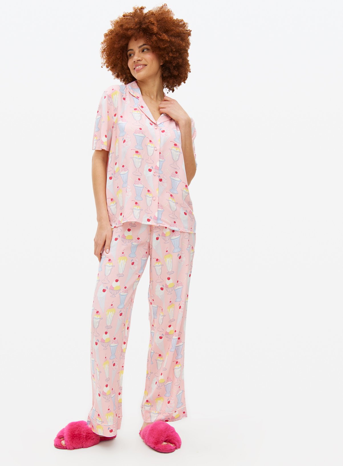 Pink Ice Cream Print Traditional Pyjamas 
