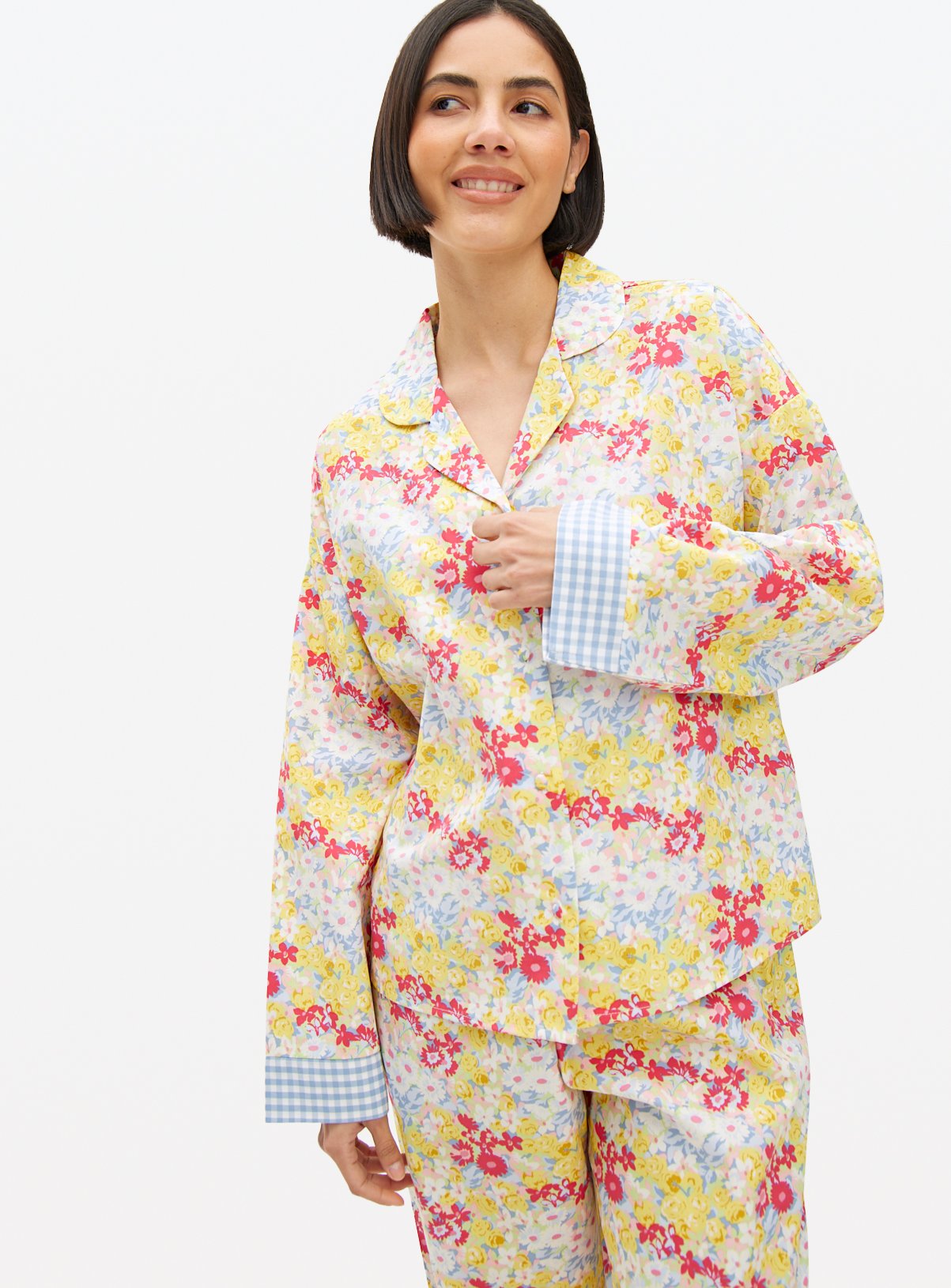 Multi Floral Print Poplin Traditional Pyjamas 