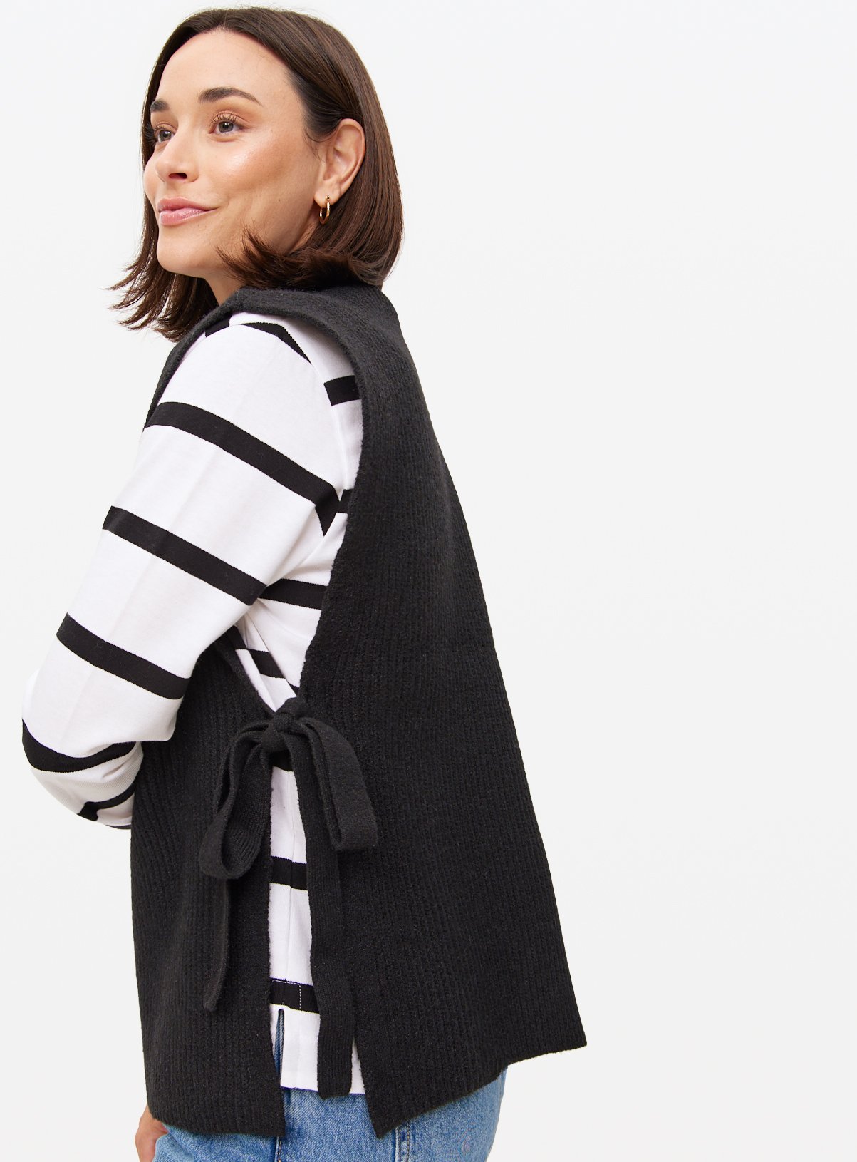 Black Side Tie Sleeveless Tank Jumper XL