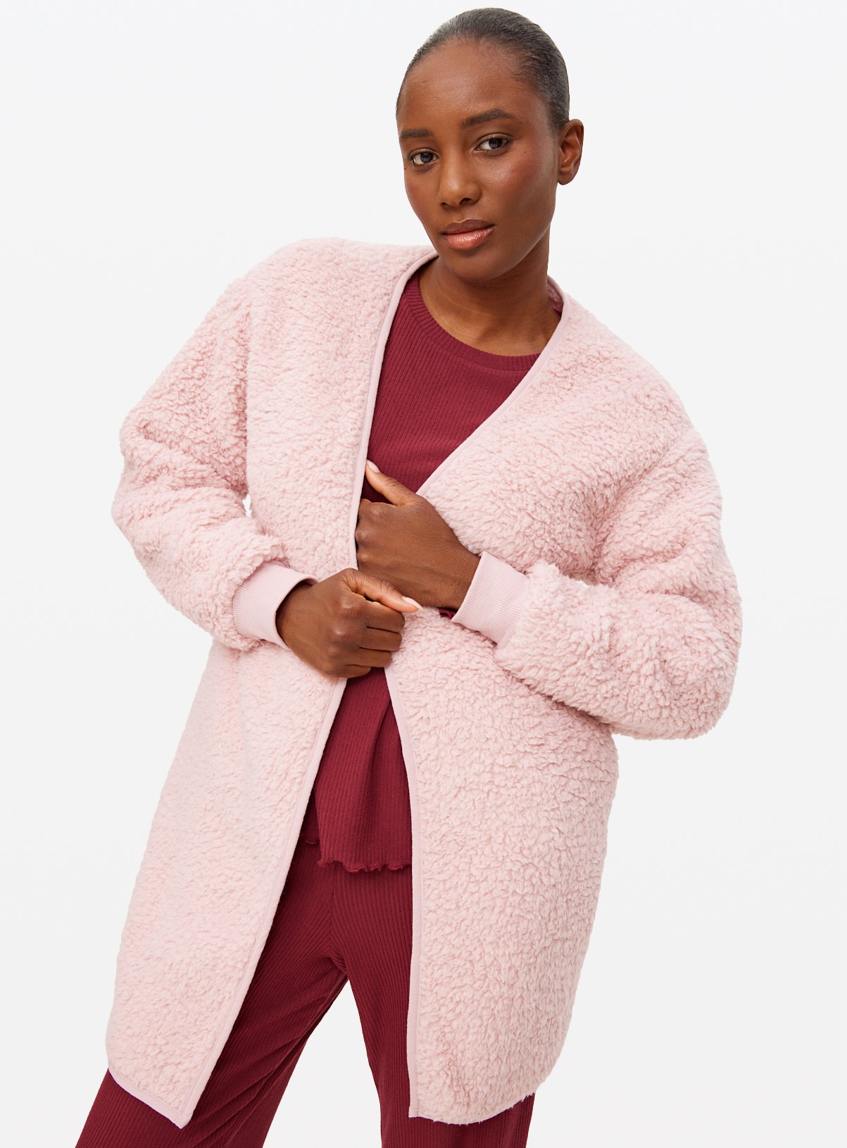 Pink Borg Fleece Coatigan