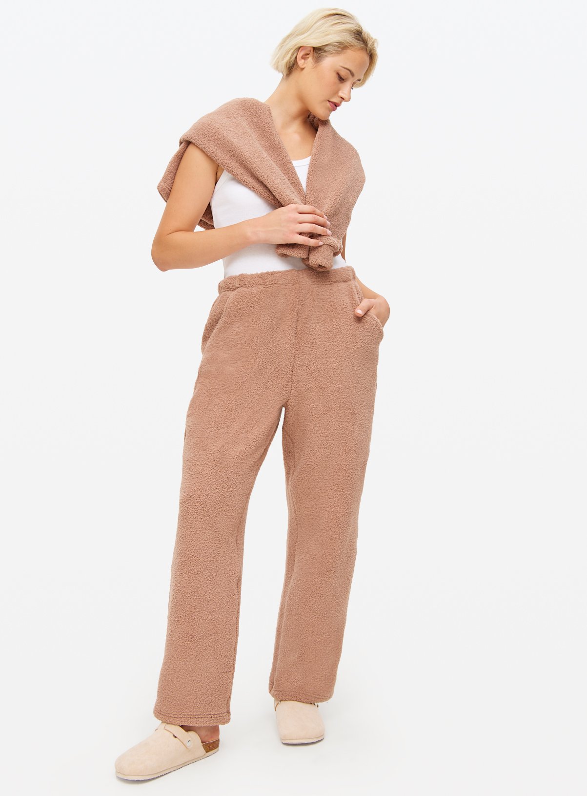 Neutral Borg Co-ord Fleece Pyjama Bottoms 