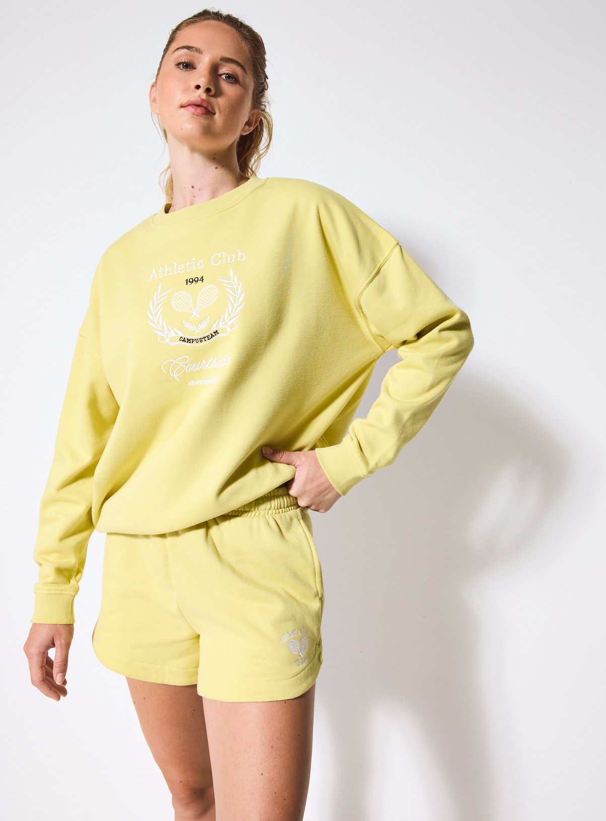 REAKTIV Lime Embroidered Sweat Shorts