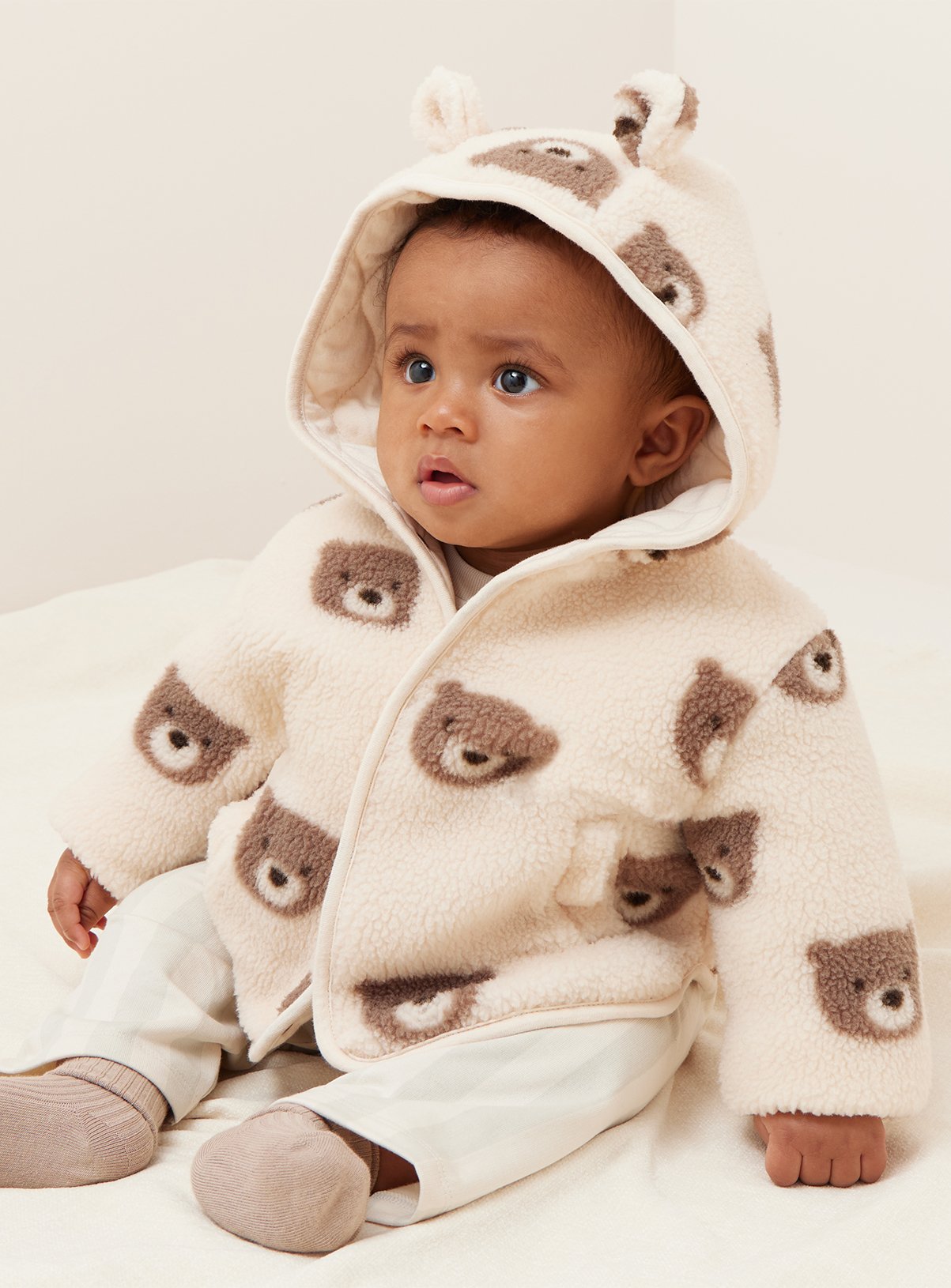 Buy Bear Print Borg Fleece Jacket 12-18 months Coats and