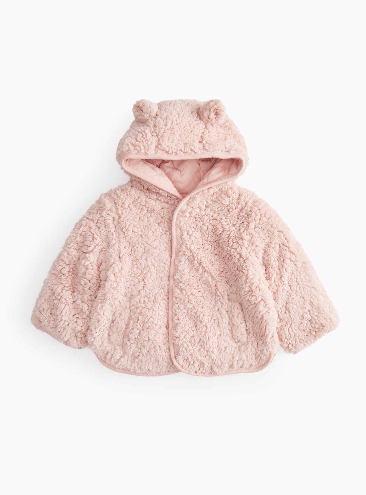 Pink Hooded Borg Fleece Jacket 