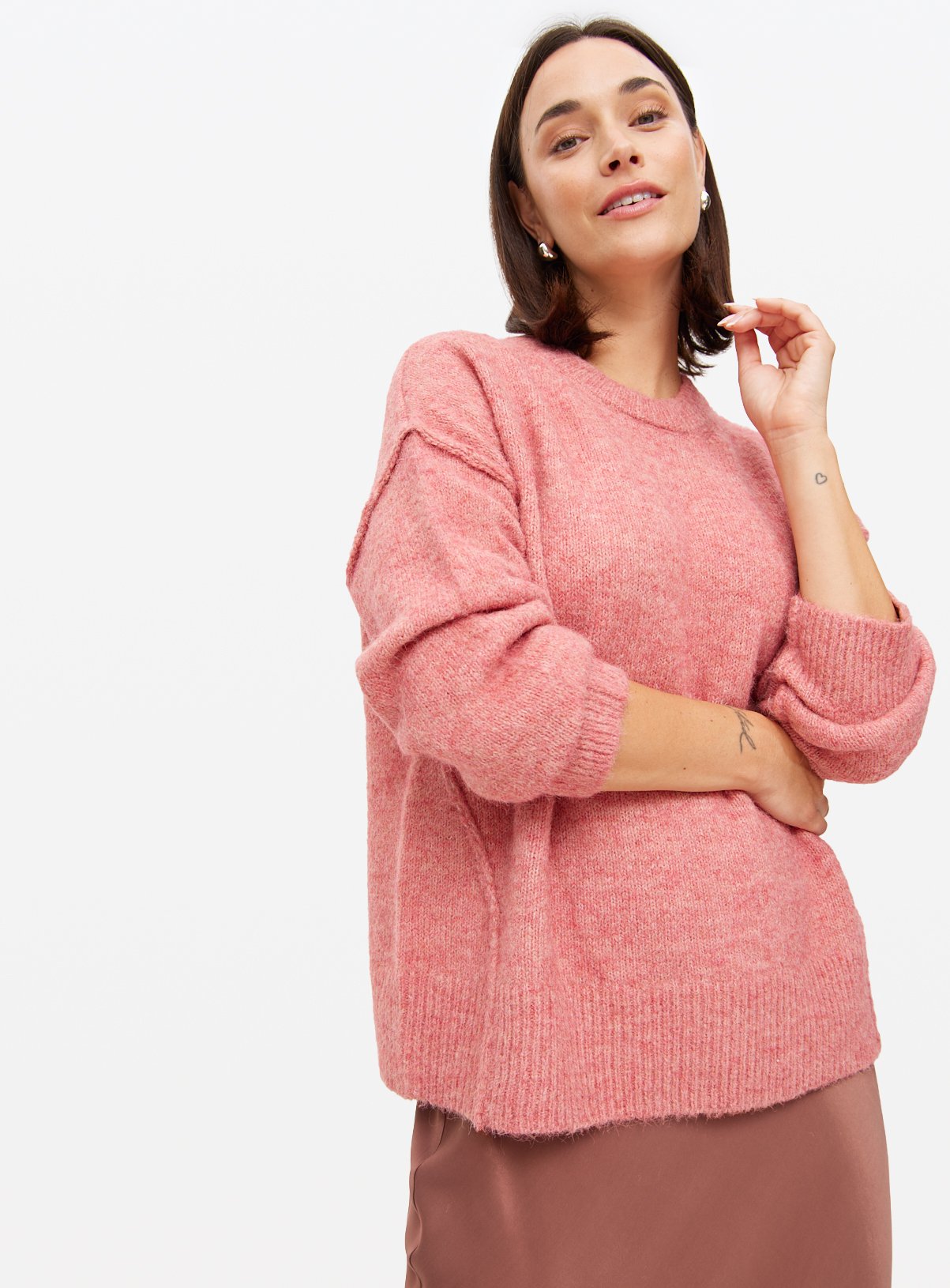 Pink Relaxed Crew Neck Jumper 14