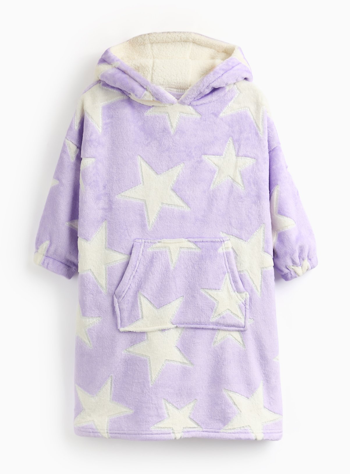 Purple Shimmer Stars Fleece Hooded Blanket