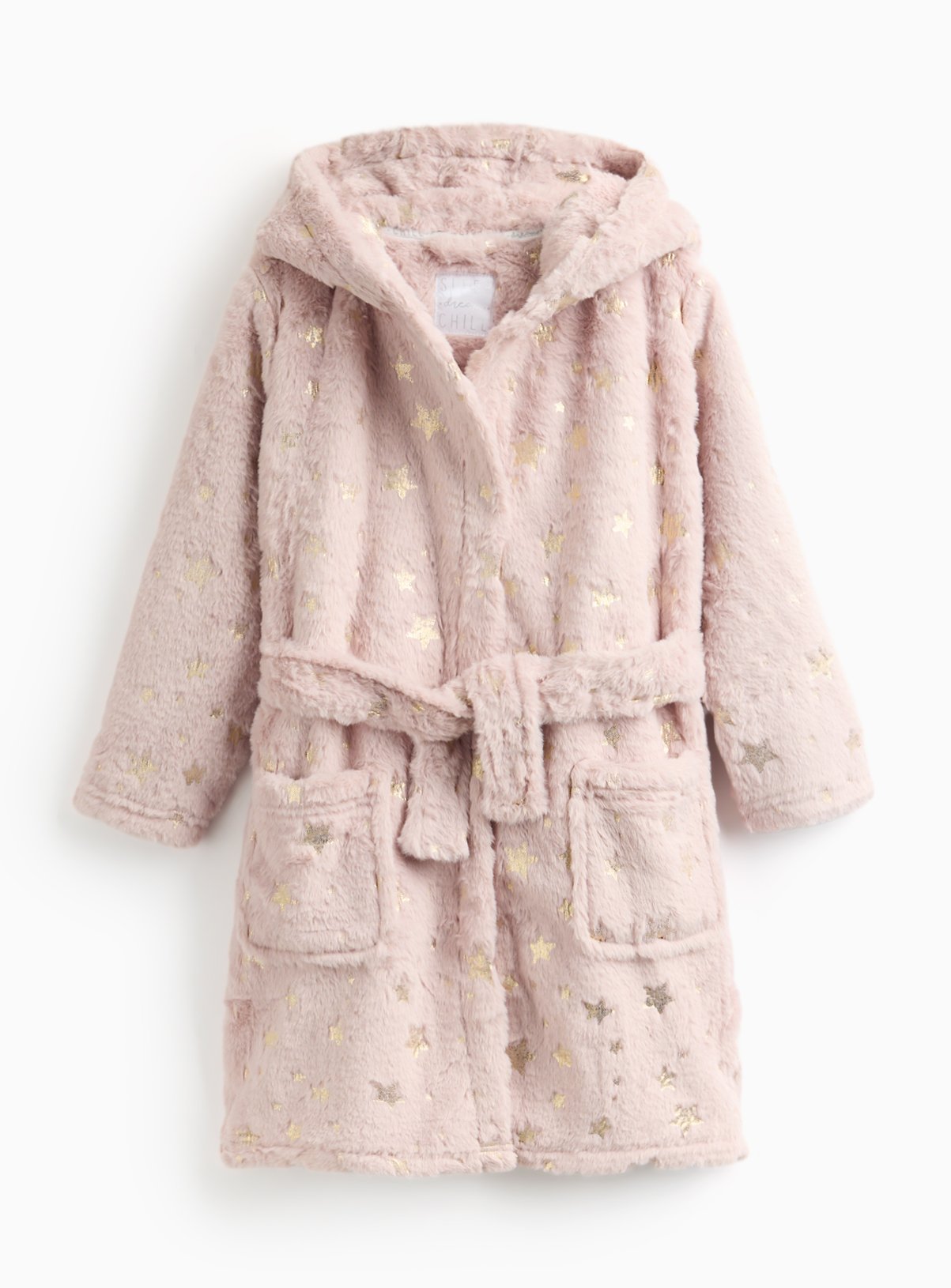 Pink Metallic Stars Fleece Dressing Gown 