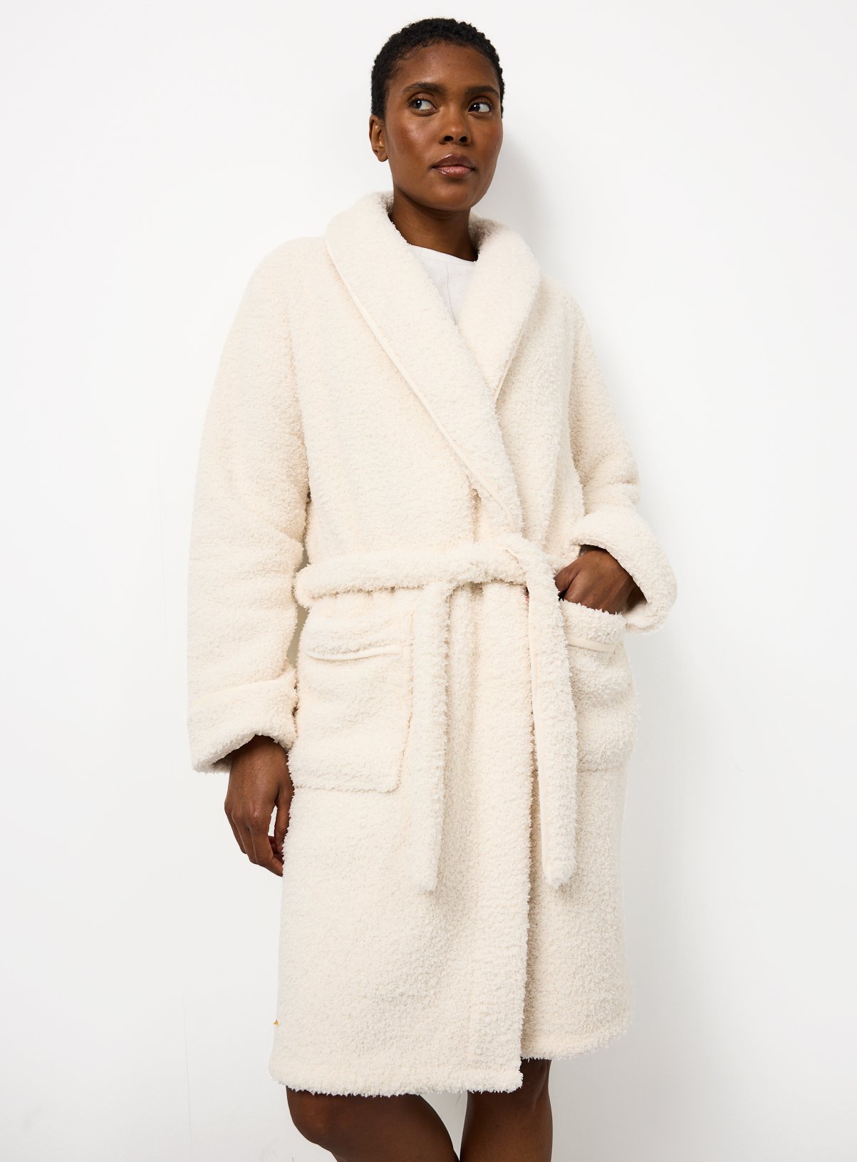 Cream Soft Yarn Dressing Gown  L