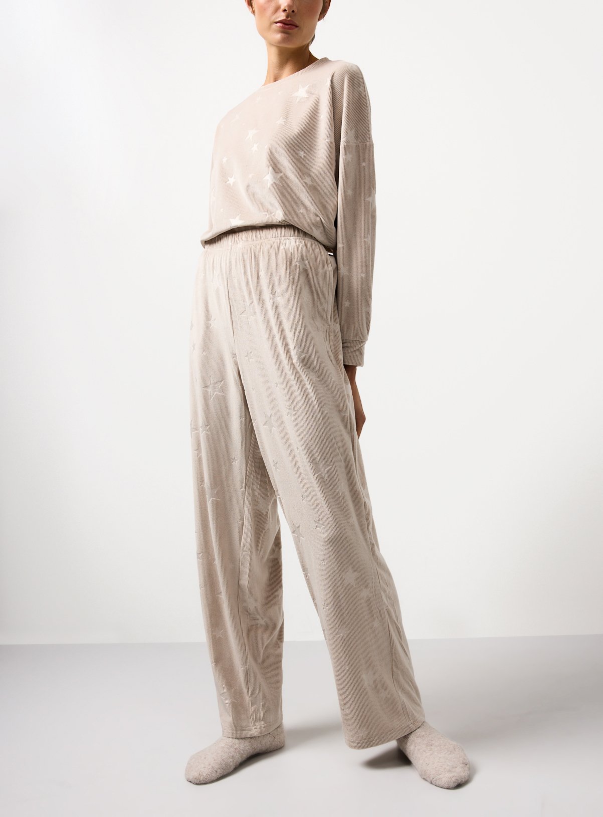 Mink Star Embossed Velour Co-ord Pyjama Bottoms 