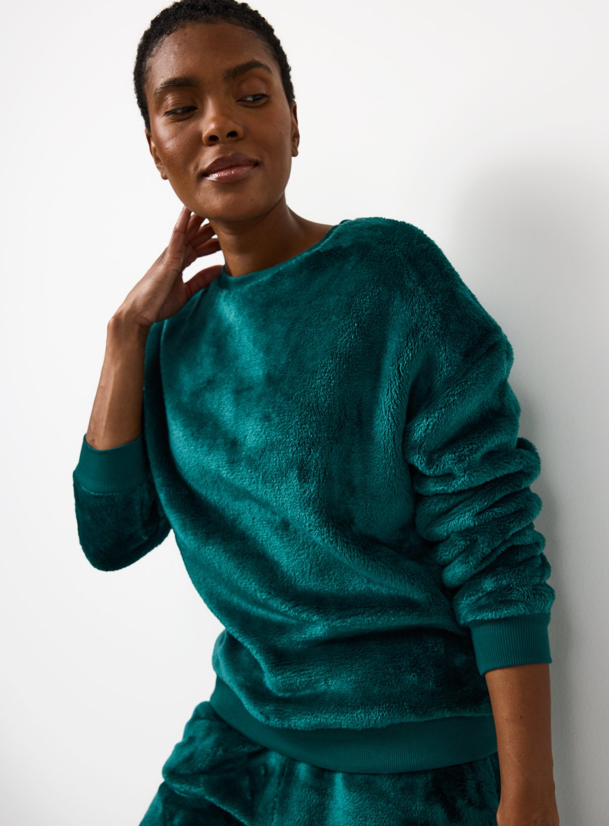 Emerald Green Plush Fleece Co-ord Pyjama Sweatshirt