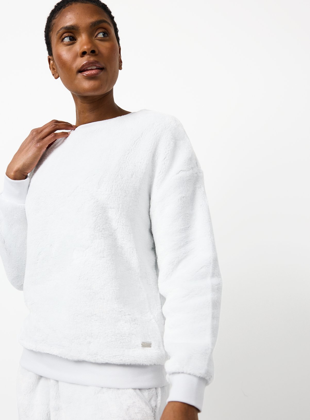 Grey Plush Fleece Co-ord Pyjama Sweatshirt