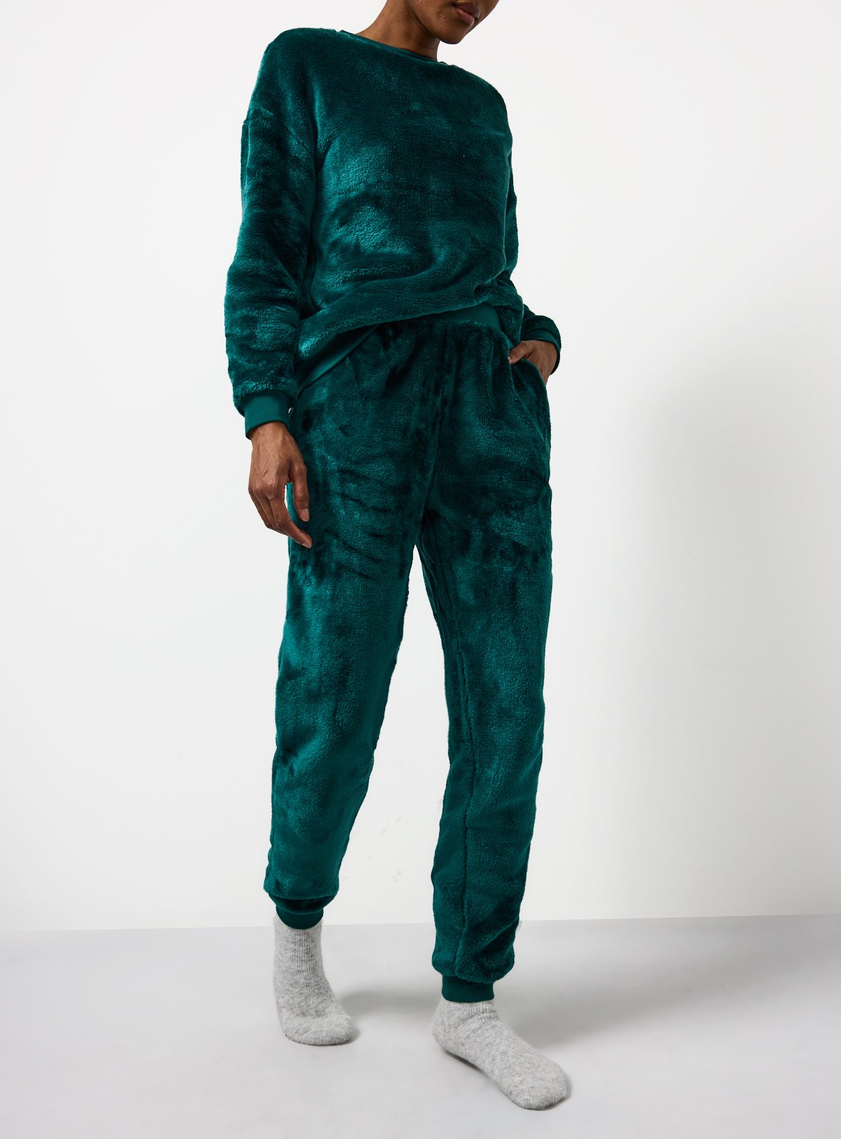 Emerald Green Plush Fleece Co-ord Pyjama Joggers 